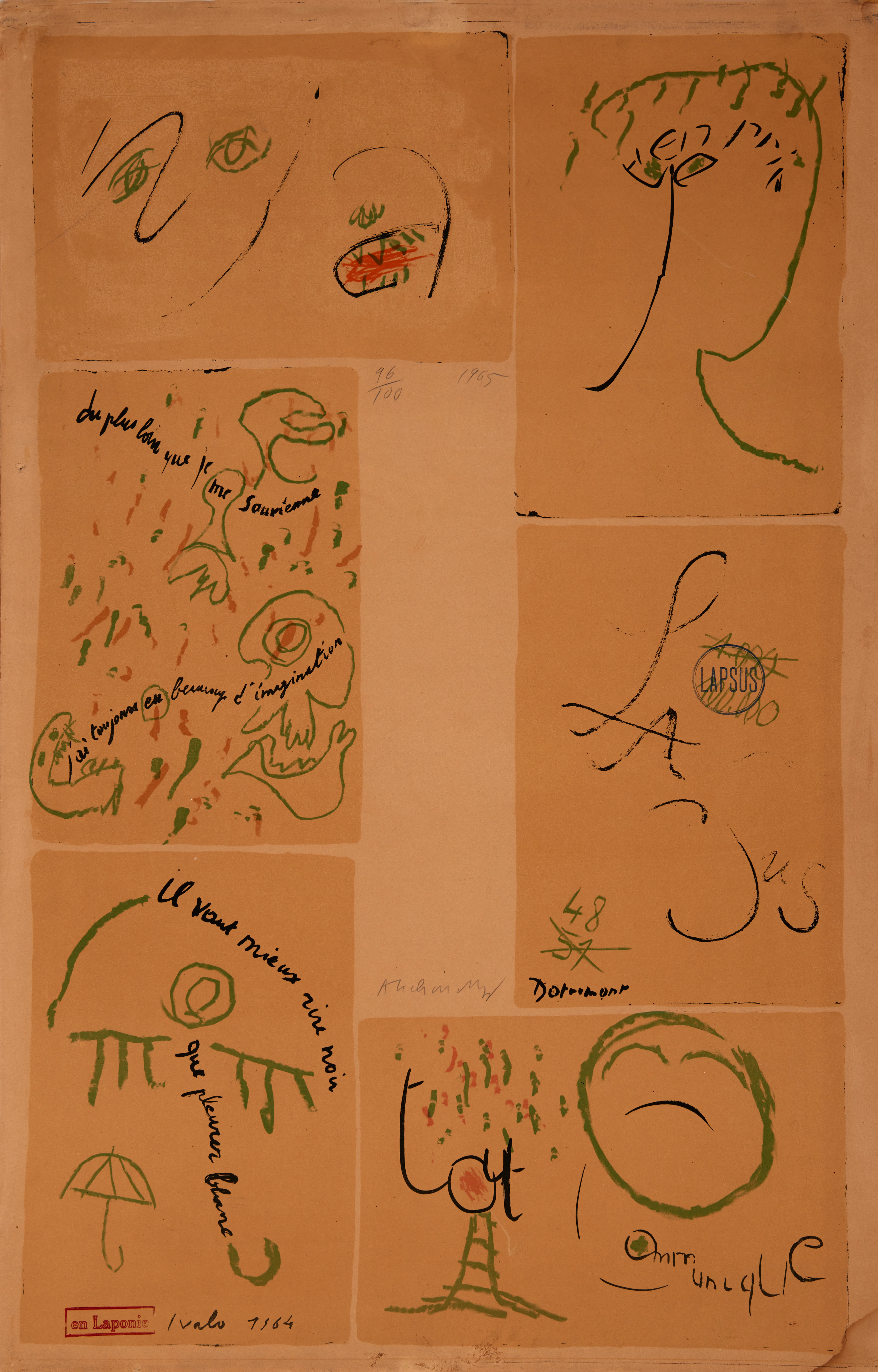 Pierre ALECHINSKY & Christian DOTREMONT (XX) Litho-mots, 1964