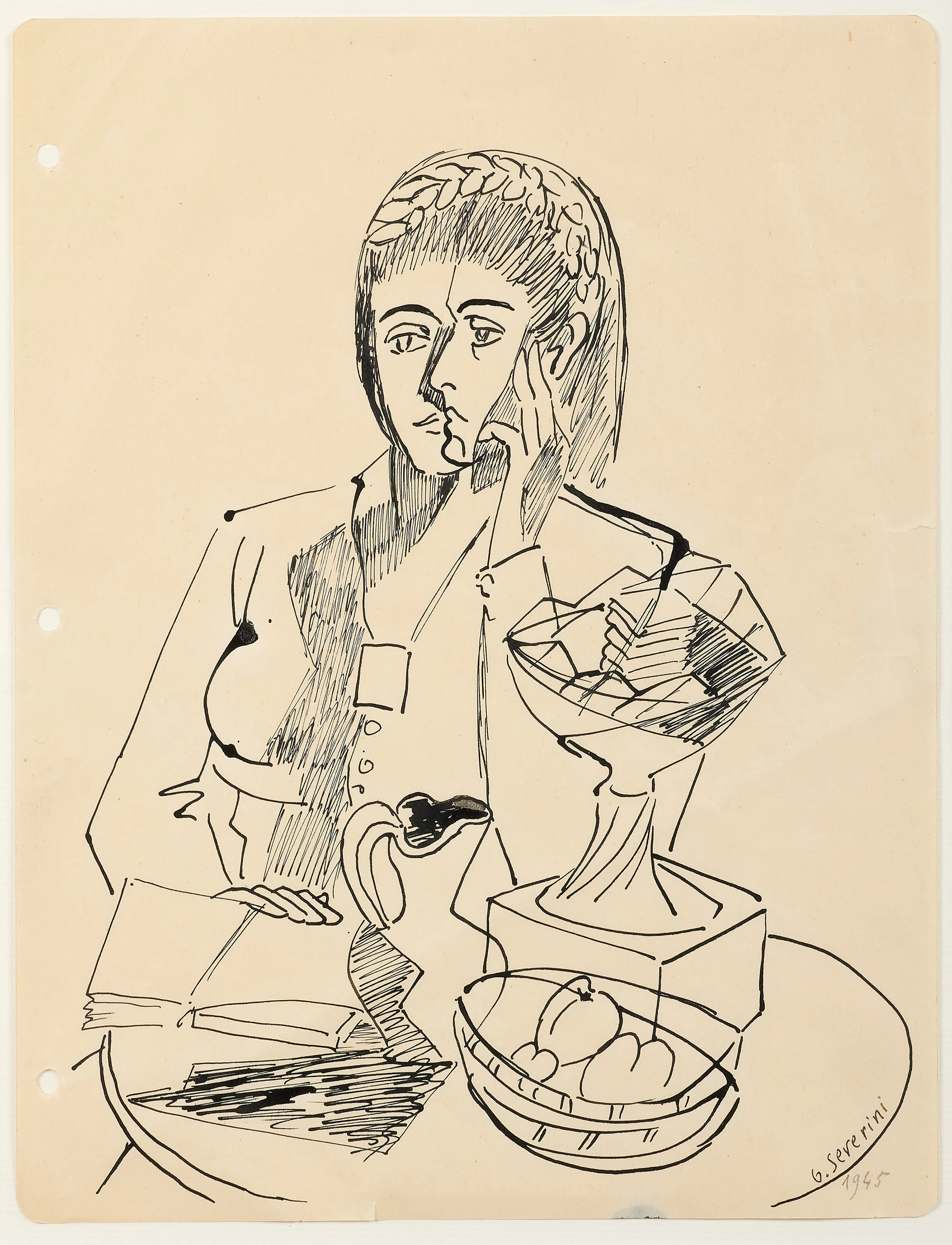 Gino SEVERINI 1883-1966 Figure de femme assise (Jeanne), à la nature