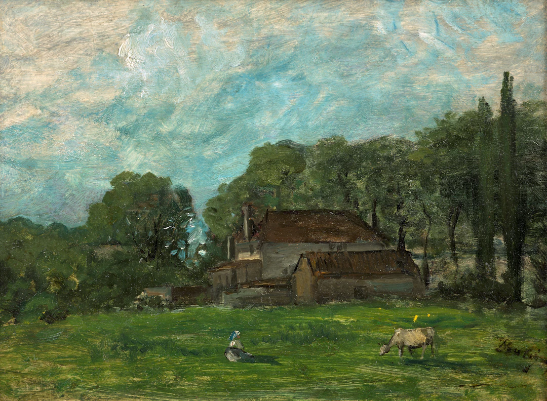 Charles-François DAUBIGNY Paris, 1817–1878 Vue d'une ferme à la campagne
