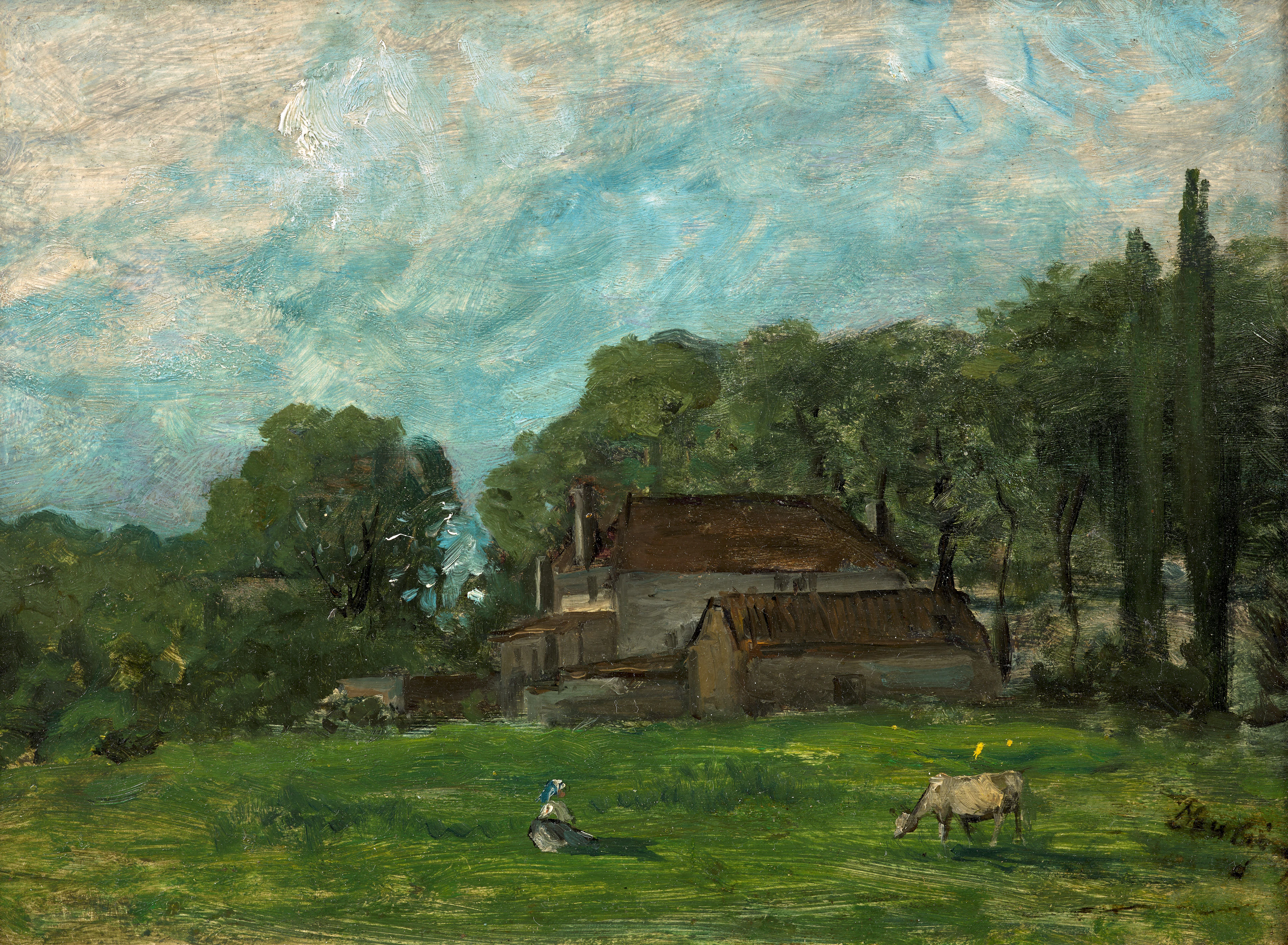 Charles-François DAUBIGNY Paris, 1817–1878 Vue d'une ferme à la campagne