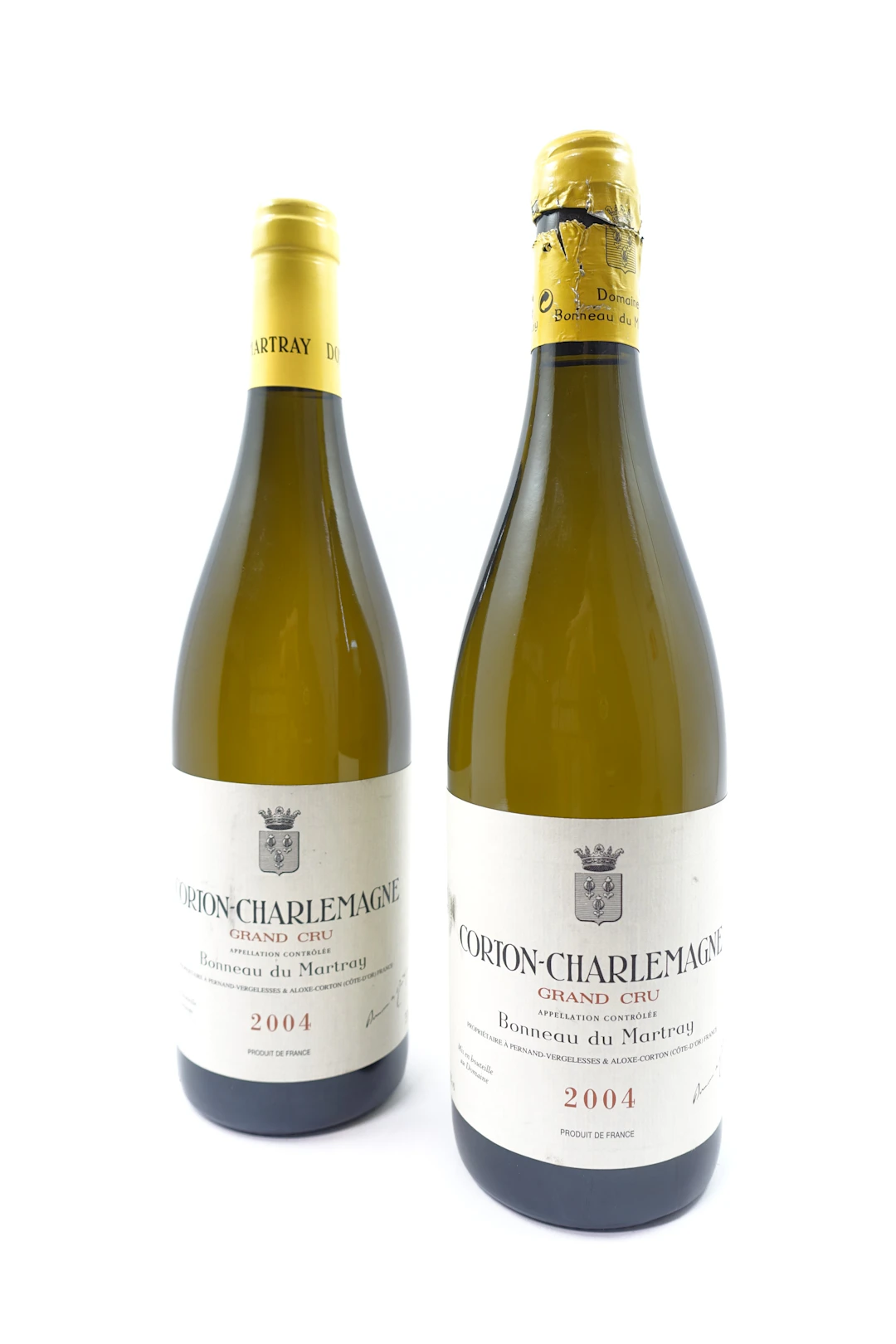 2 bts CORTON CHARLEMAGNE 2004 Grand Cru. Bonneau du Martray