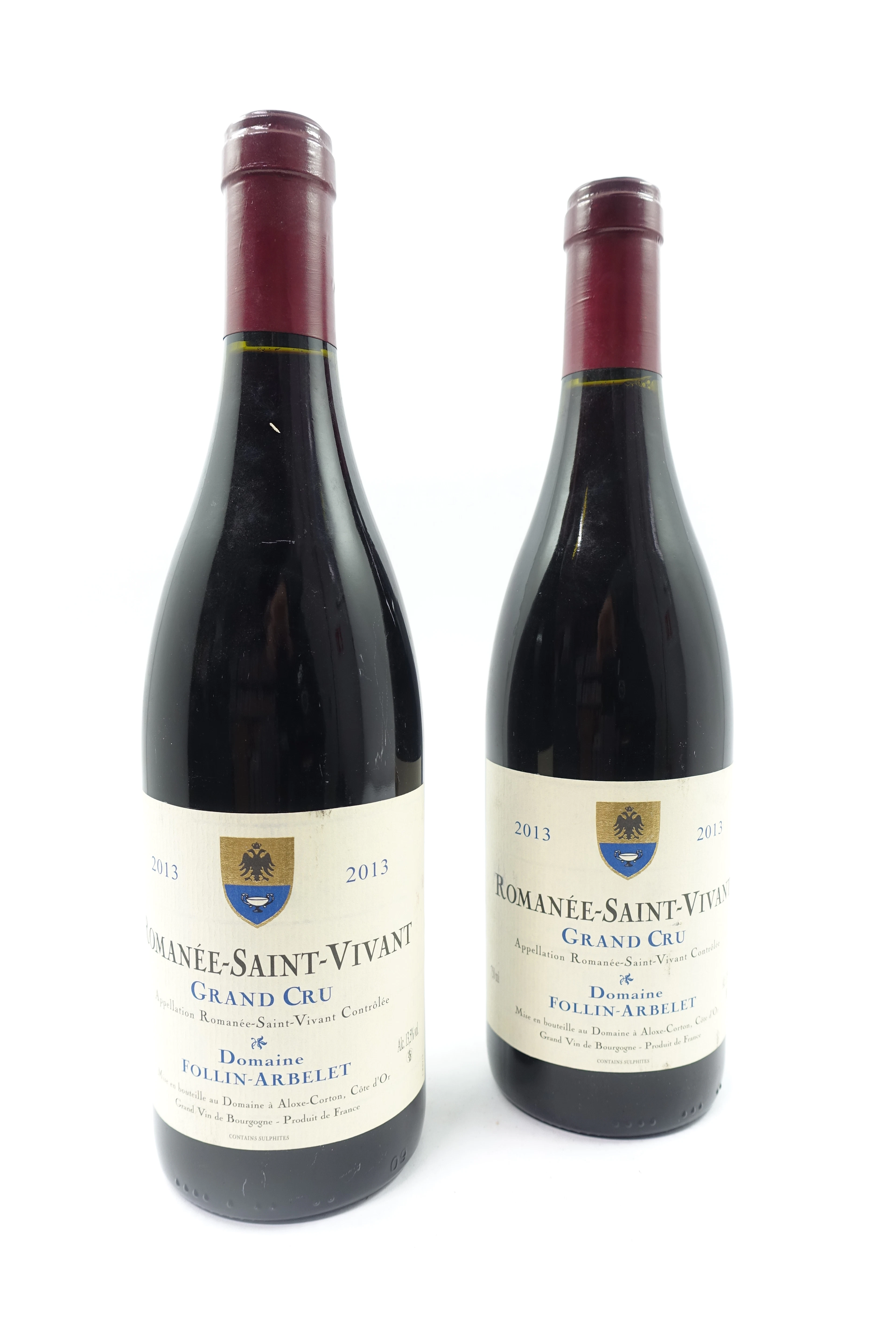 2 bts ROMANEE SAINT VIVANT 2013 Grand Cru. Domaine Follin-Arbelet