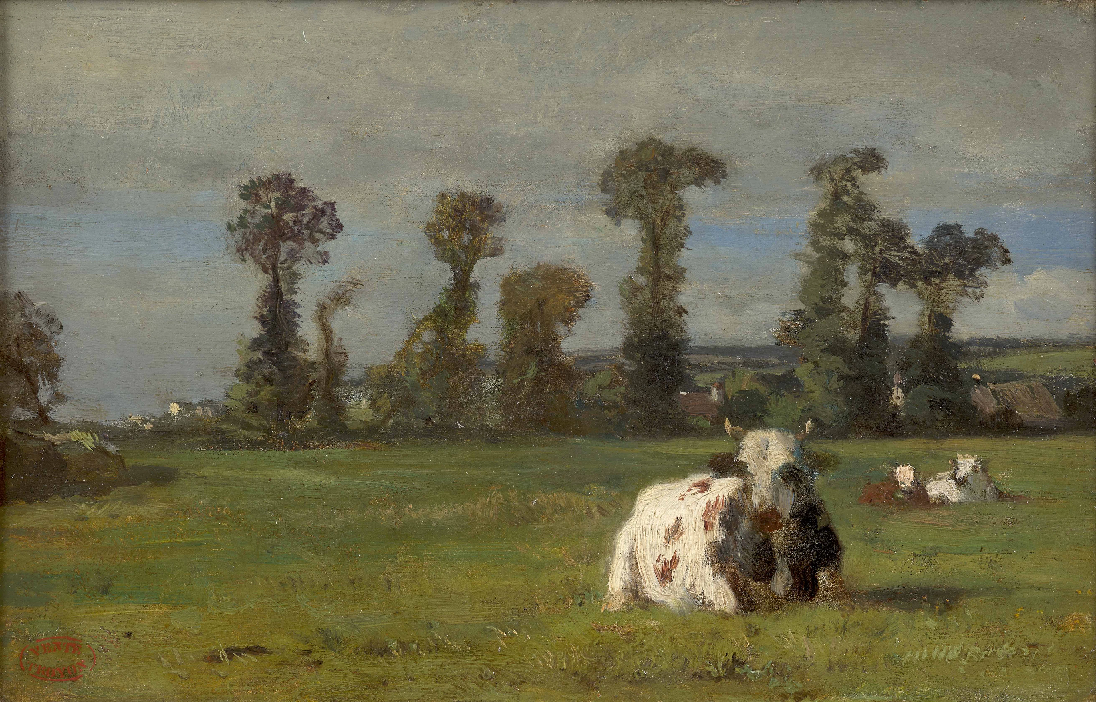 Constant TROYON Sèvres, 1810 - Paris, 1865 Vaches dans un pâturage