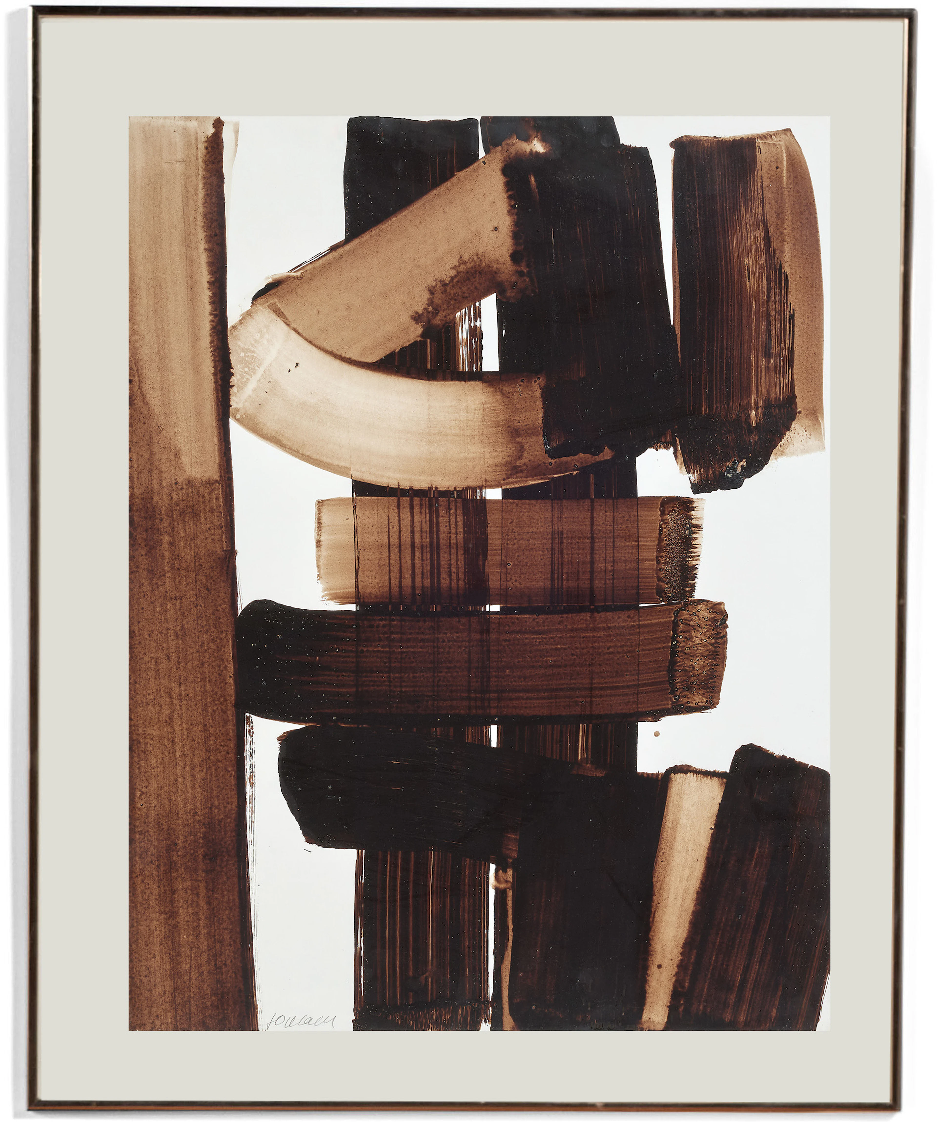 Pierre SOULAGES (1919 - 2022) Brou de noix, 65 × 50 cm – 1973