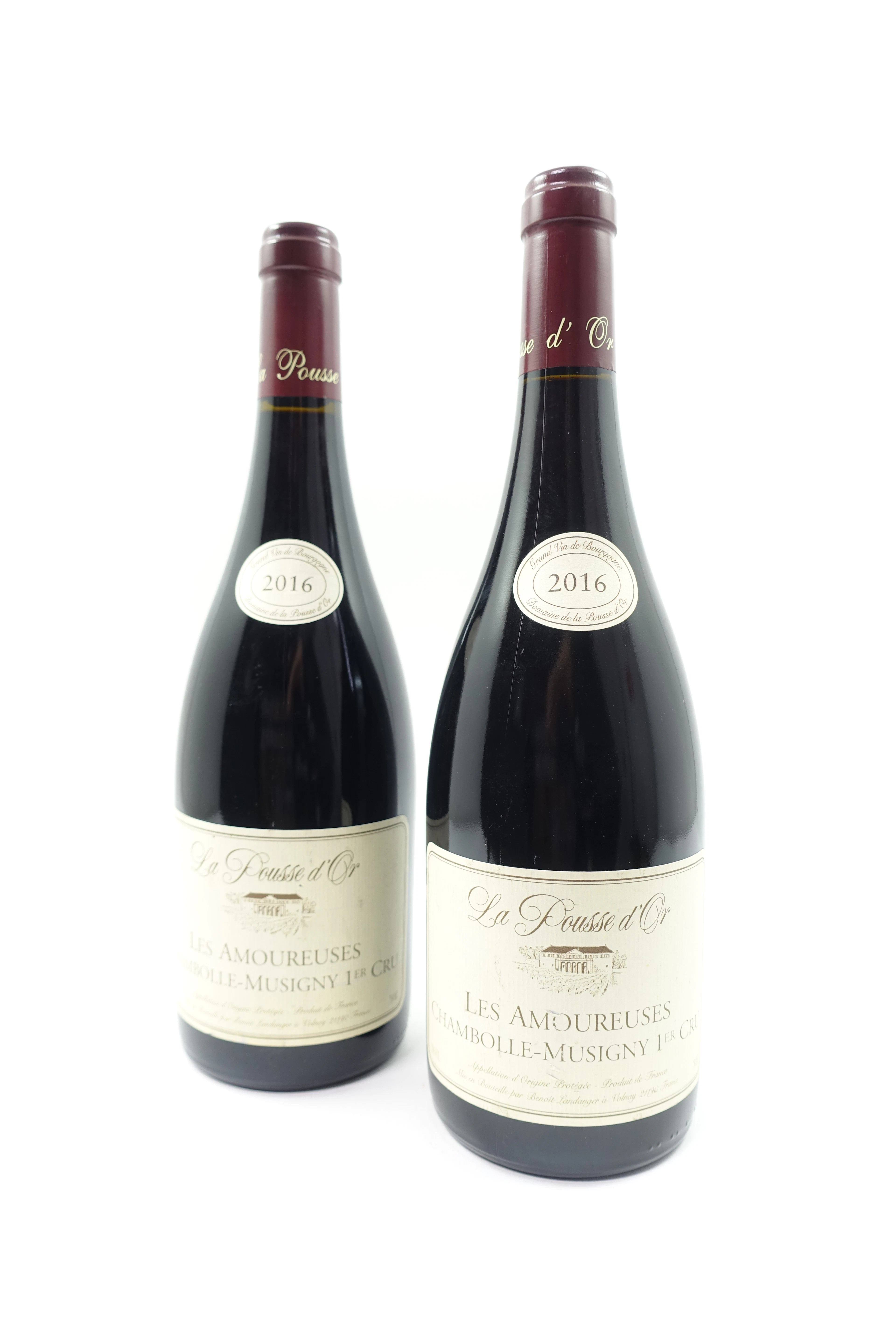 2 bts CHAMBOLLE MUSIGNY 2016 1er Cru Les Amoureuses. La Pousse d'Or