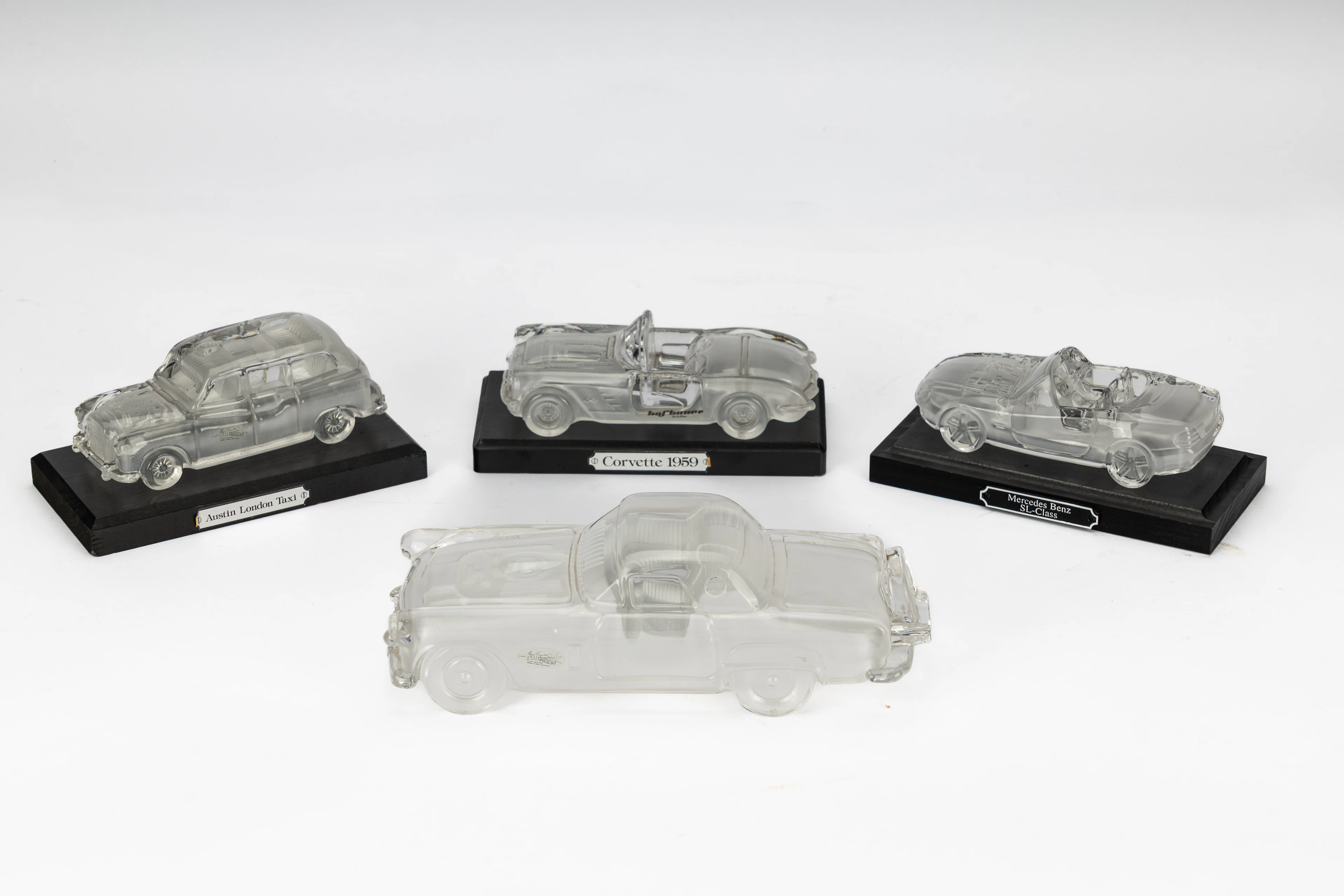 Set of 4 German-made crystal models by Hofbauer, West Germany, Circa