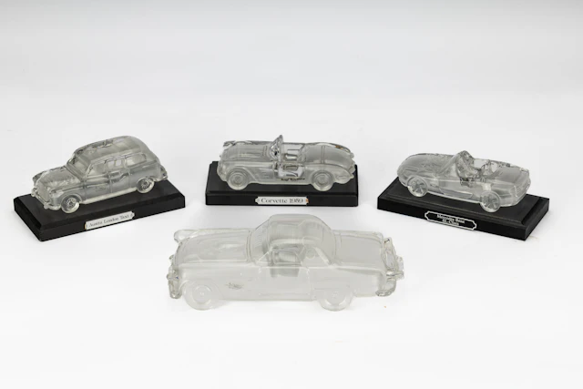Set of 4 German-made crystal models by Hofbauer, West Germany, Circa