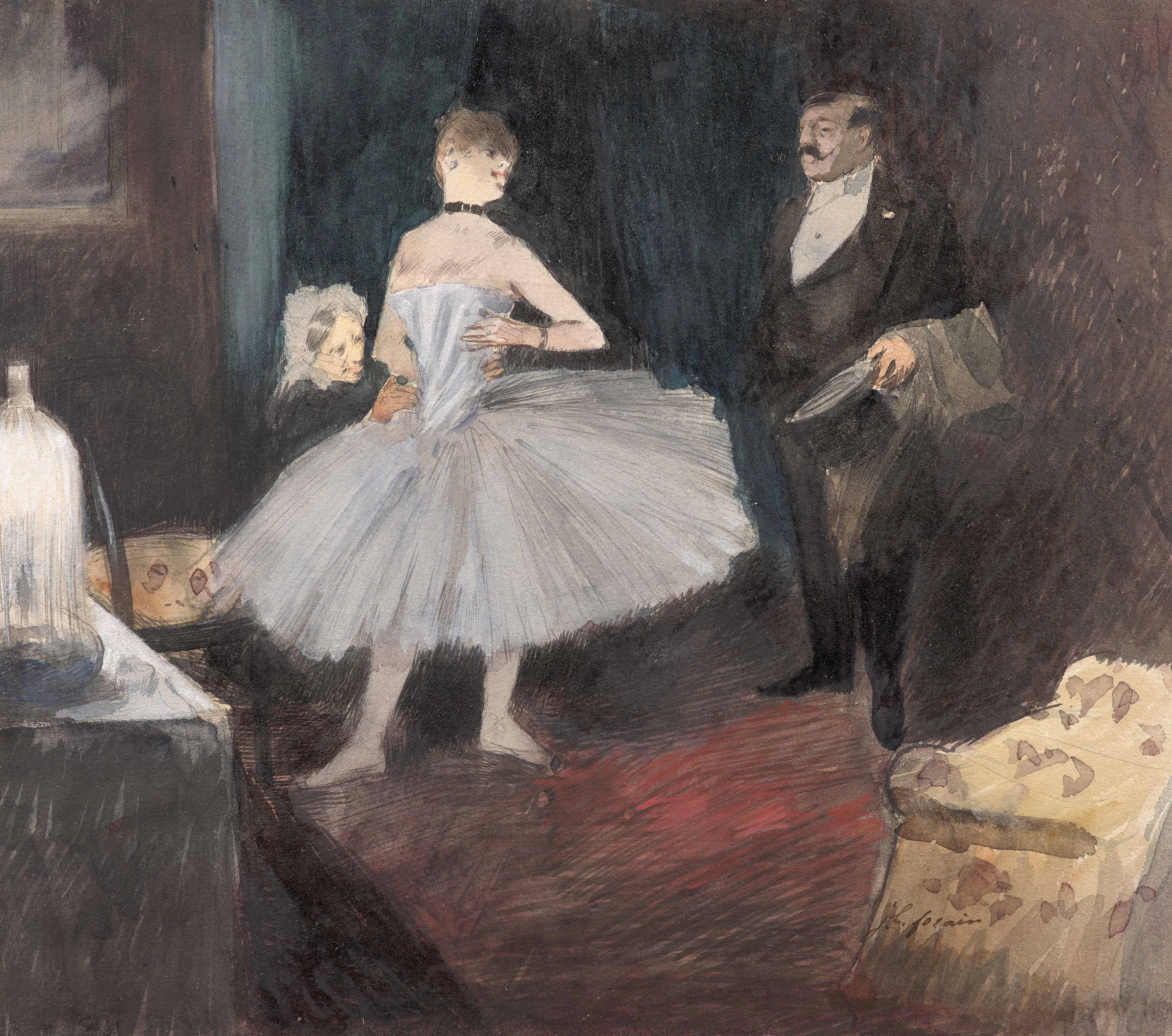 Jean-Louis FORAIN 1852 - 1931 Visite dans la loge de la danseuse - circa 1880