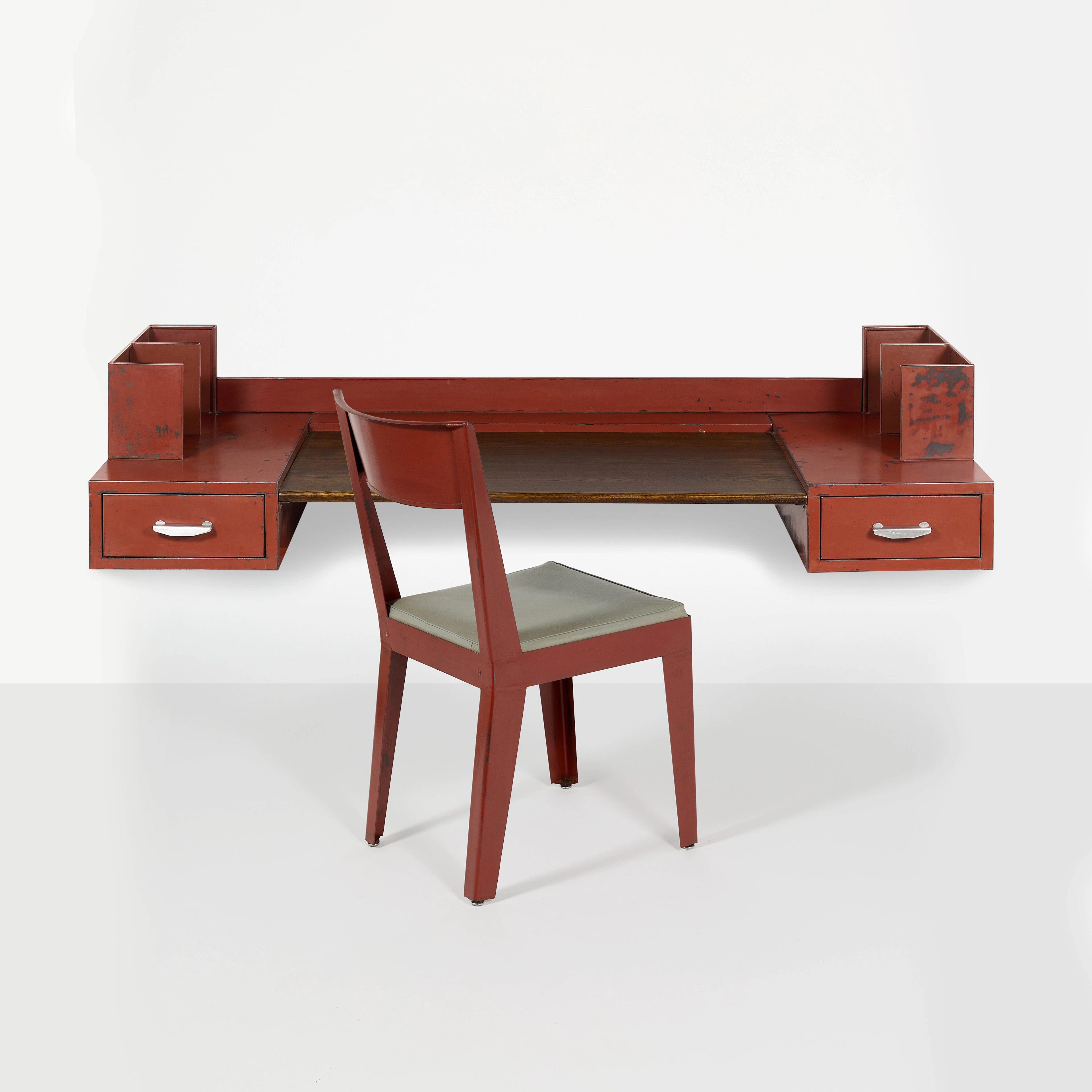 Jean PROUVÉ pour Jules LELEU 1901-1984 & 1883-1961 Bureau mural et