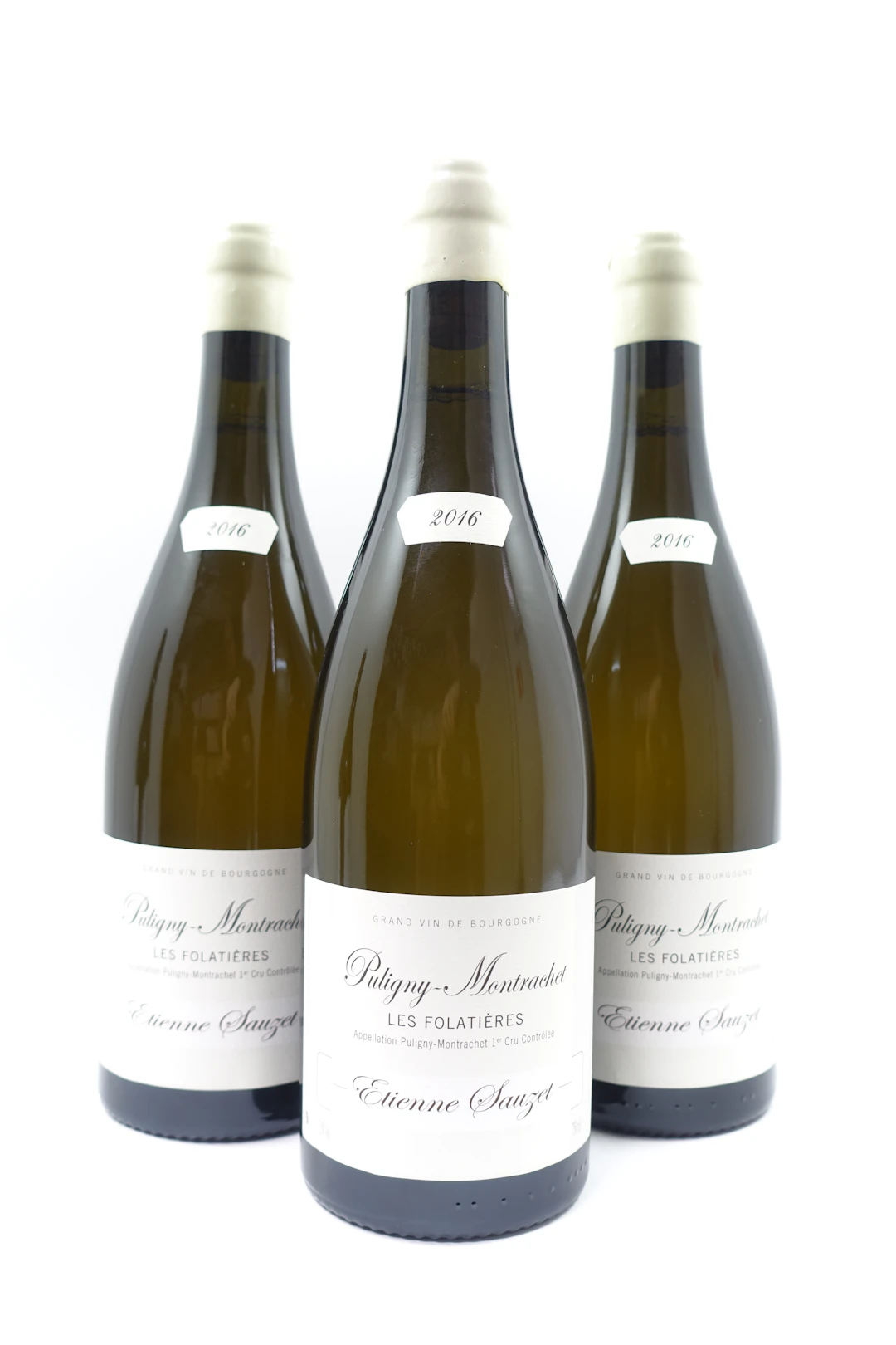 3 bts PULIGNY MONTRACHET 2016 1er Cru les Folatières. Etienne Sauzet