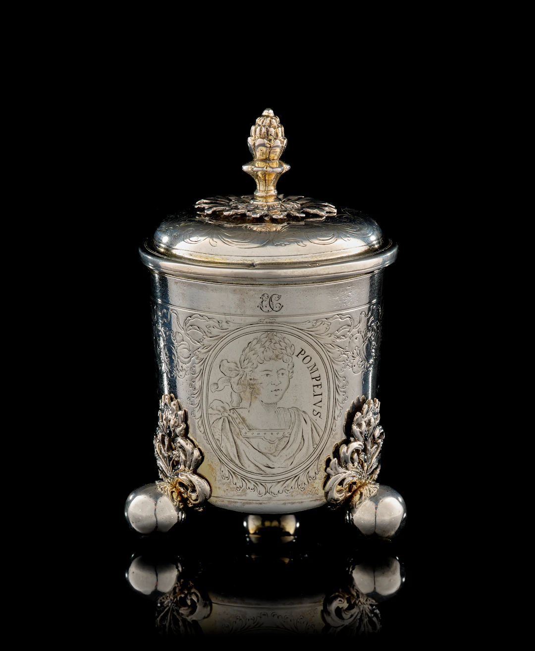 A German parcel-gilt silver covered beaker, Johann Wagner, Augsburg, 1689-1692