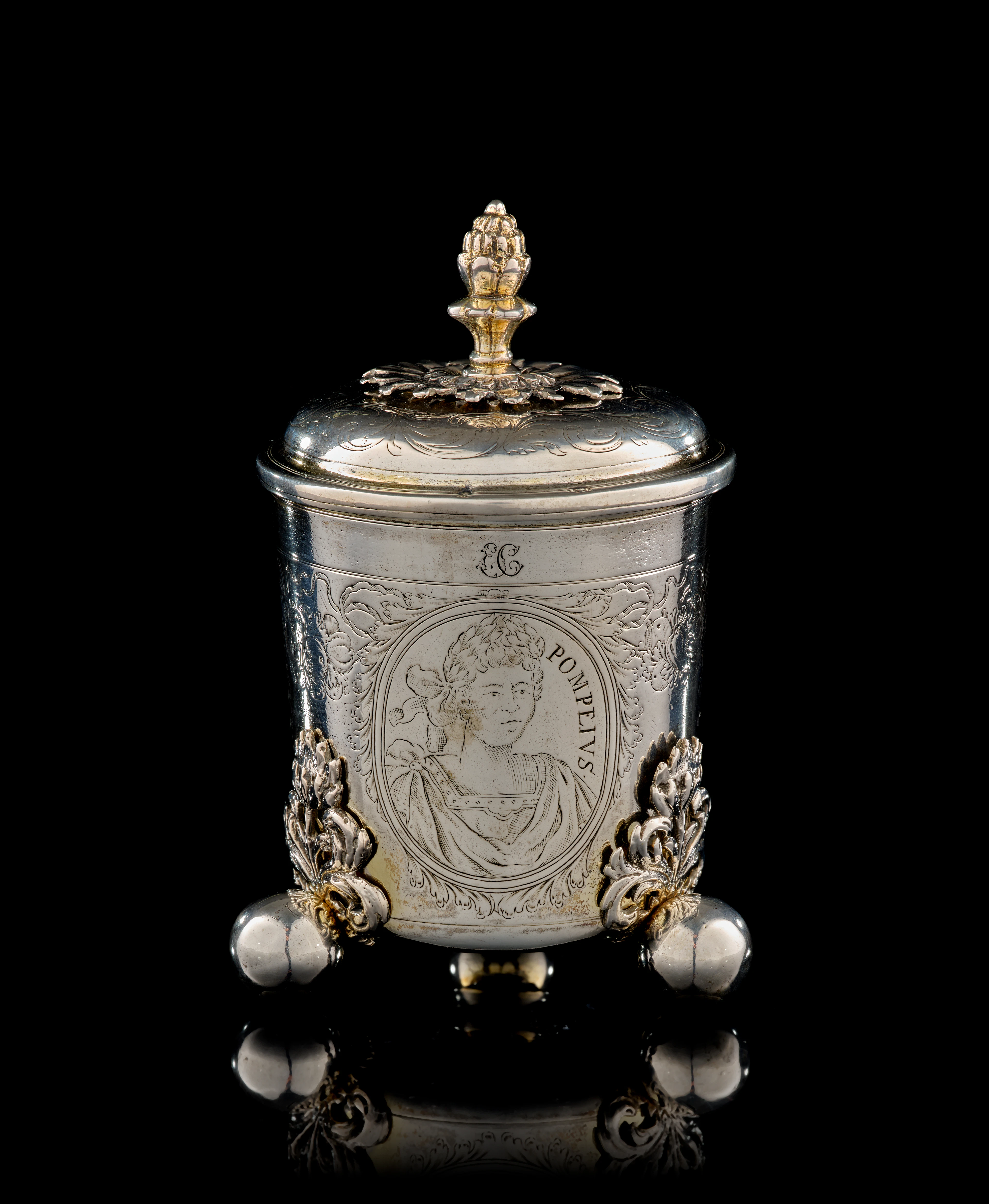 A German parcel-gilt silver covered beaker, Johann Wagner, Augsburg, 1689-1692