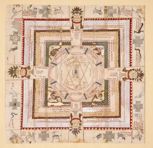 A Jain Cosmological Painting on Cloth (Yantra)