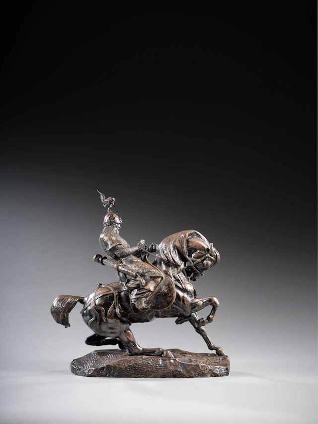 Antoine-Louis BARYE Paris, 1795 - 1875 Guerrier tartare arrêtant son cheval