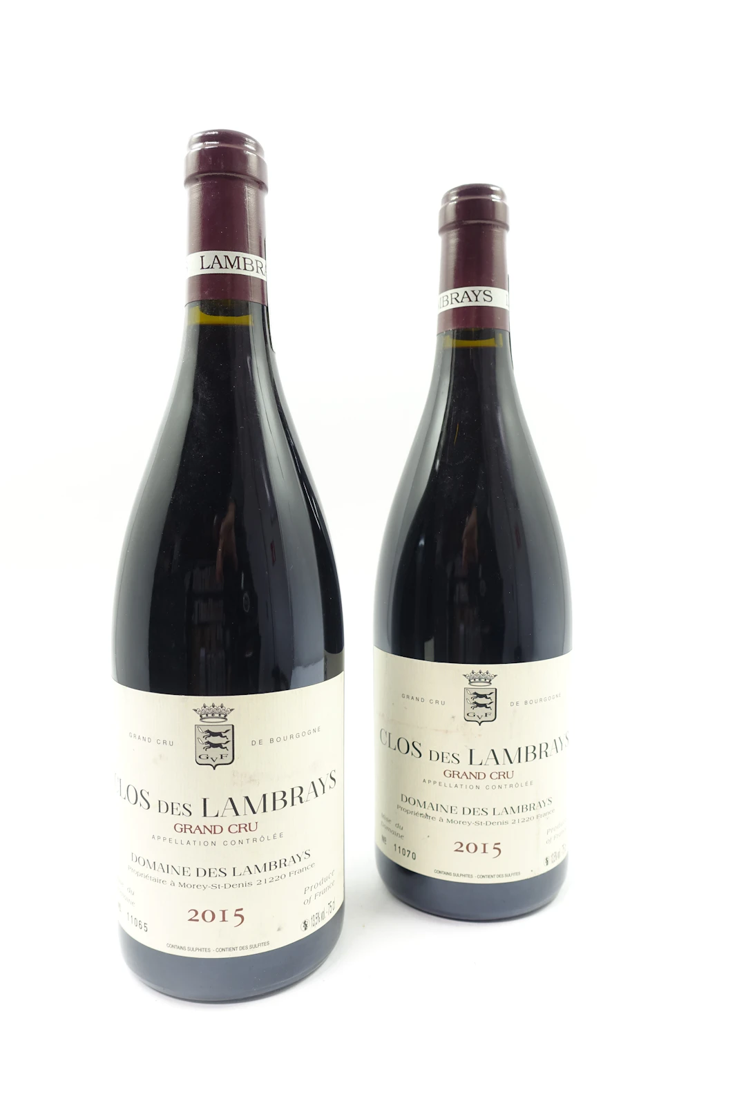 2 bts CLOS DES LAMBRAYS 2015 Grand Cru. Domaine des Lambrays