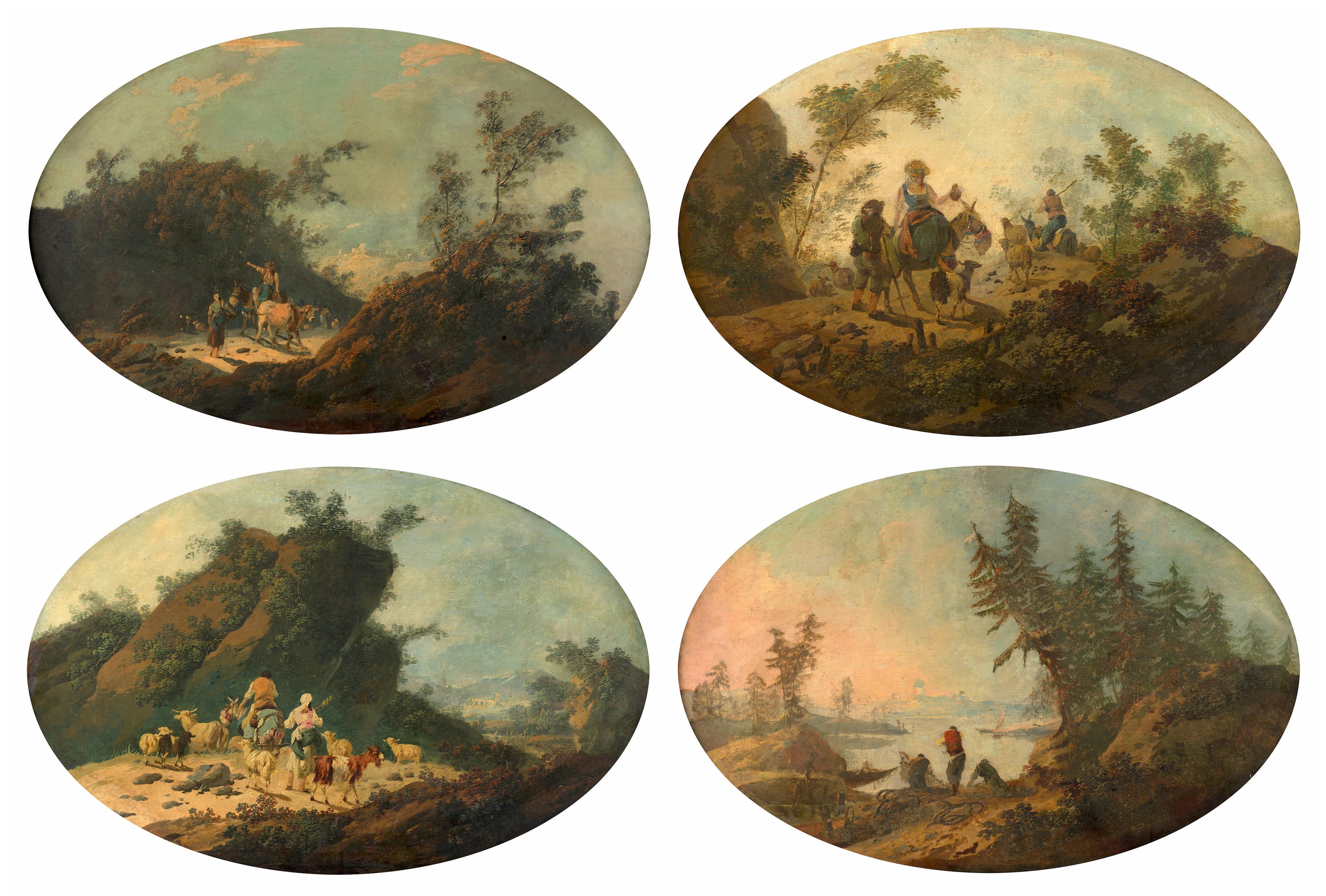 Jean PILLEMENT Lyon, 1728 – 1808 Paysages animés de personnages
