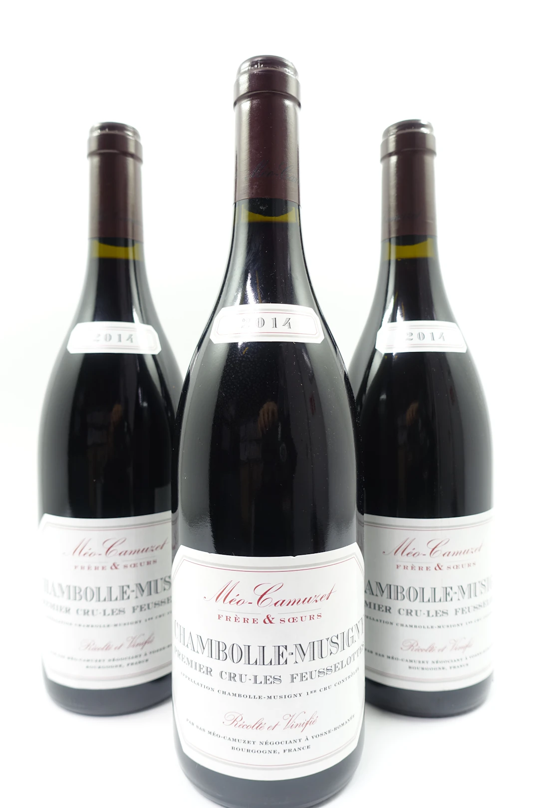 3 bts CHAMBOLLE MUSIGNY 2014 1er Cru Les Feusselottes. Méo Camuzet