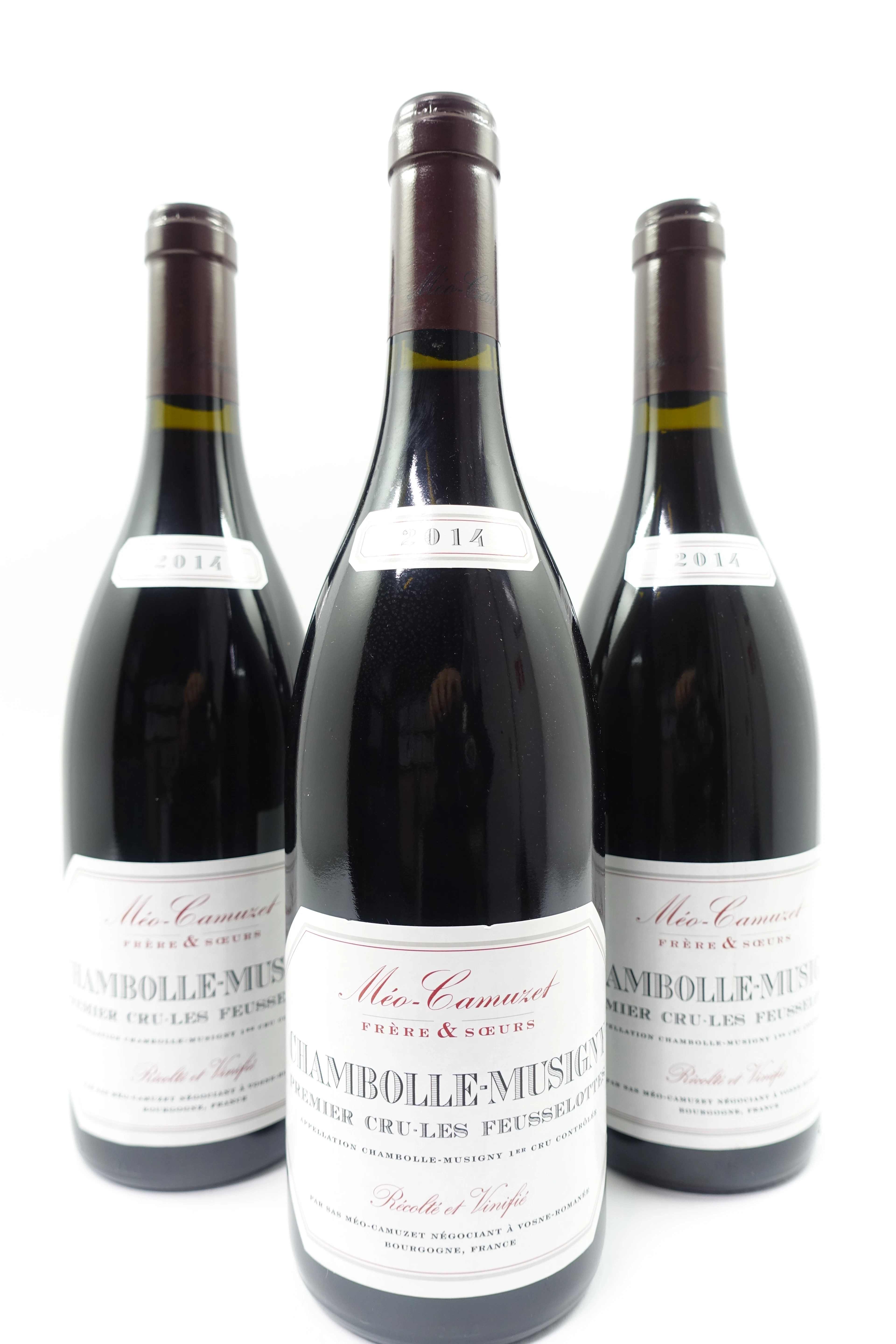 3 bts CHAMBOLLE MUSIGNY 2014 1er Cru Les Feusselottes. Méo Camuzet