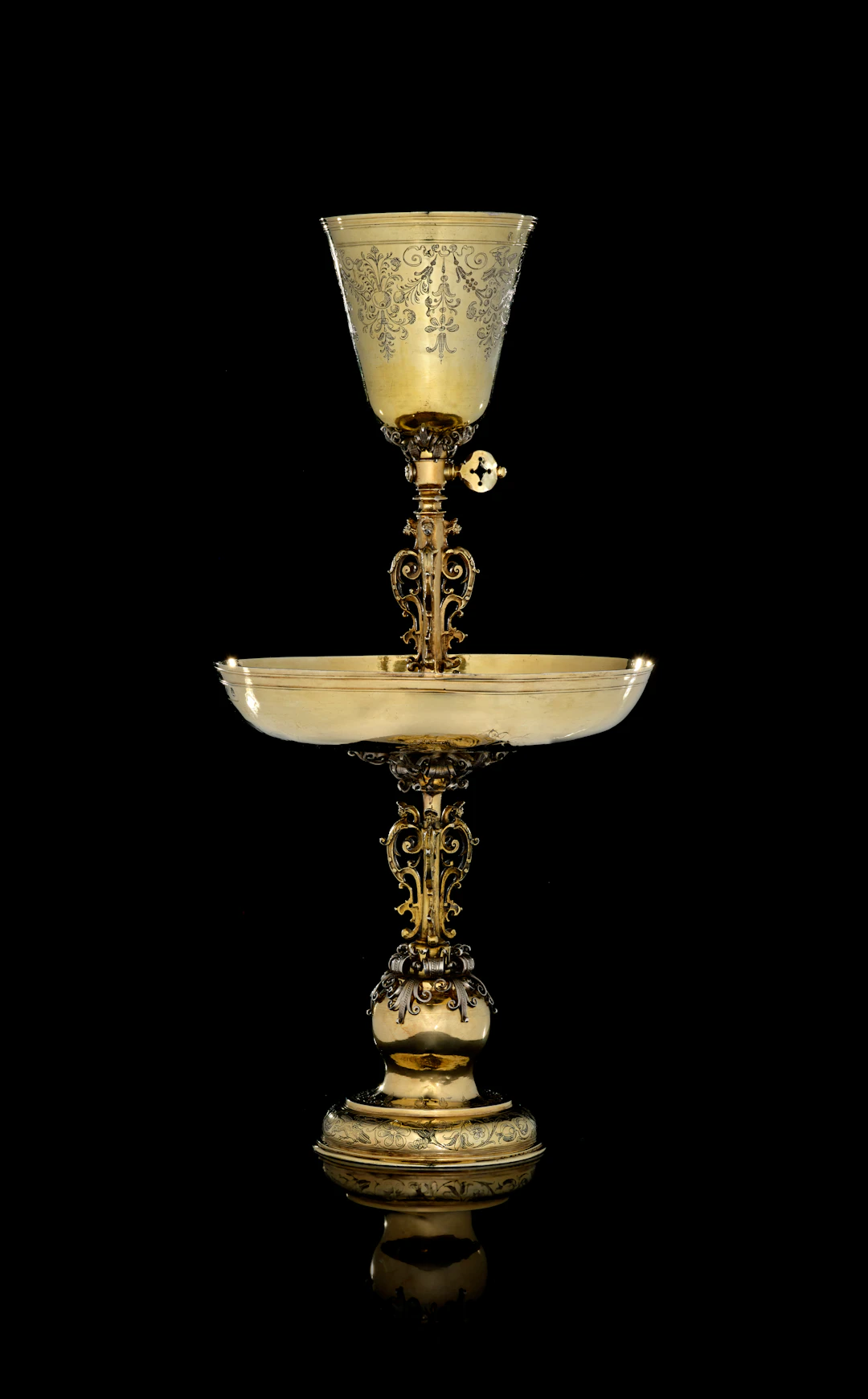 A German parcel-gilt silver fountain, Stephan Winckler, the silver