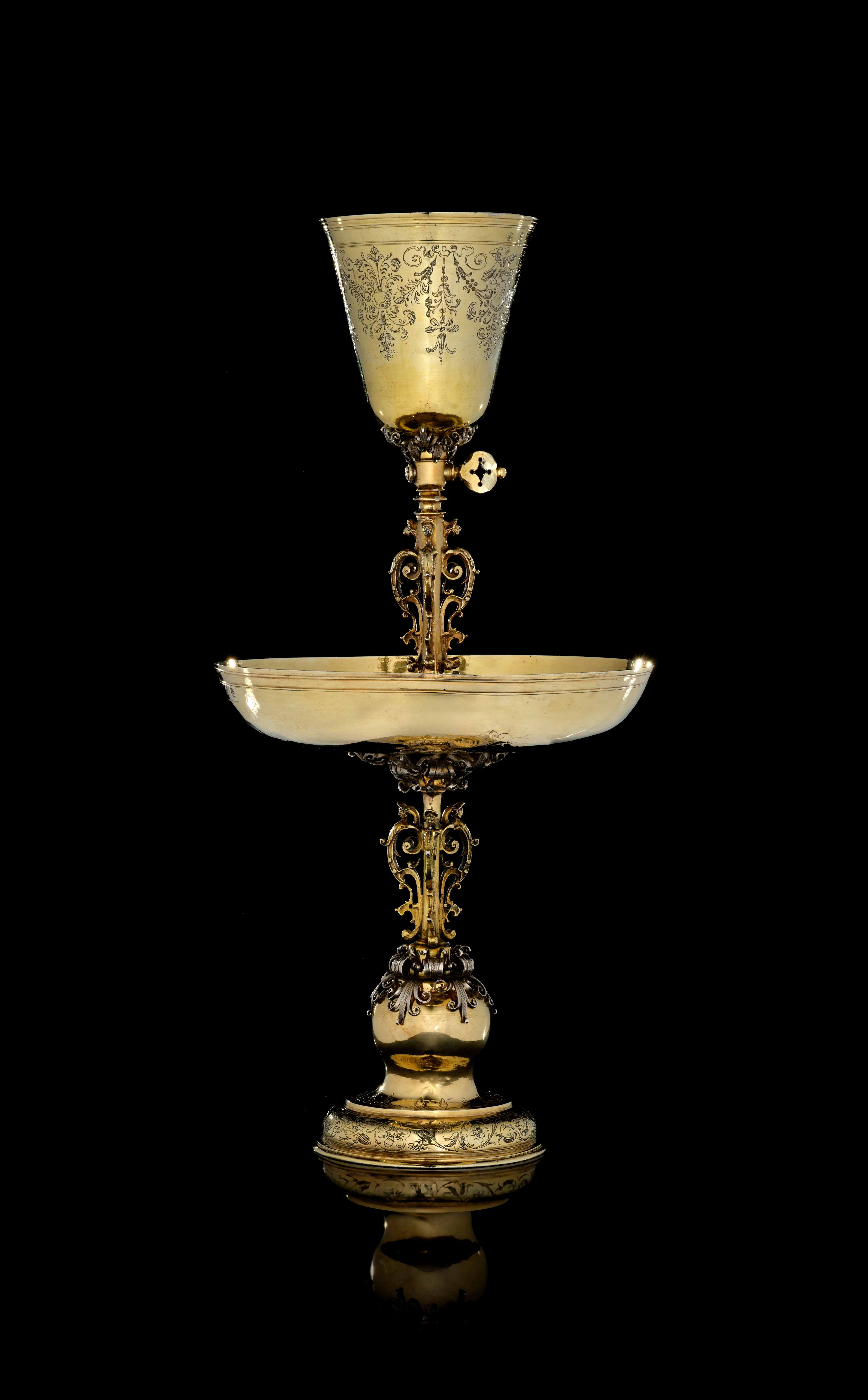 A German parcel-gilt silver fountain, Stephan Winckler, the silver