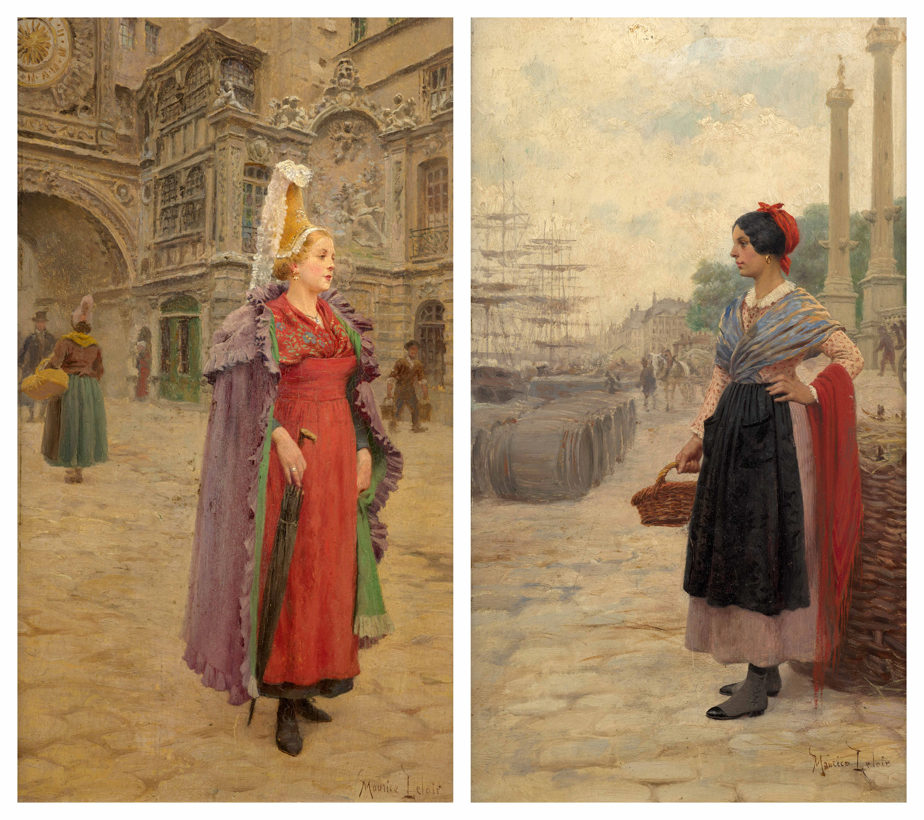 Maurice LELOIR Paris, 1853 – 1940 La belle Bordelaise sur les quais