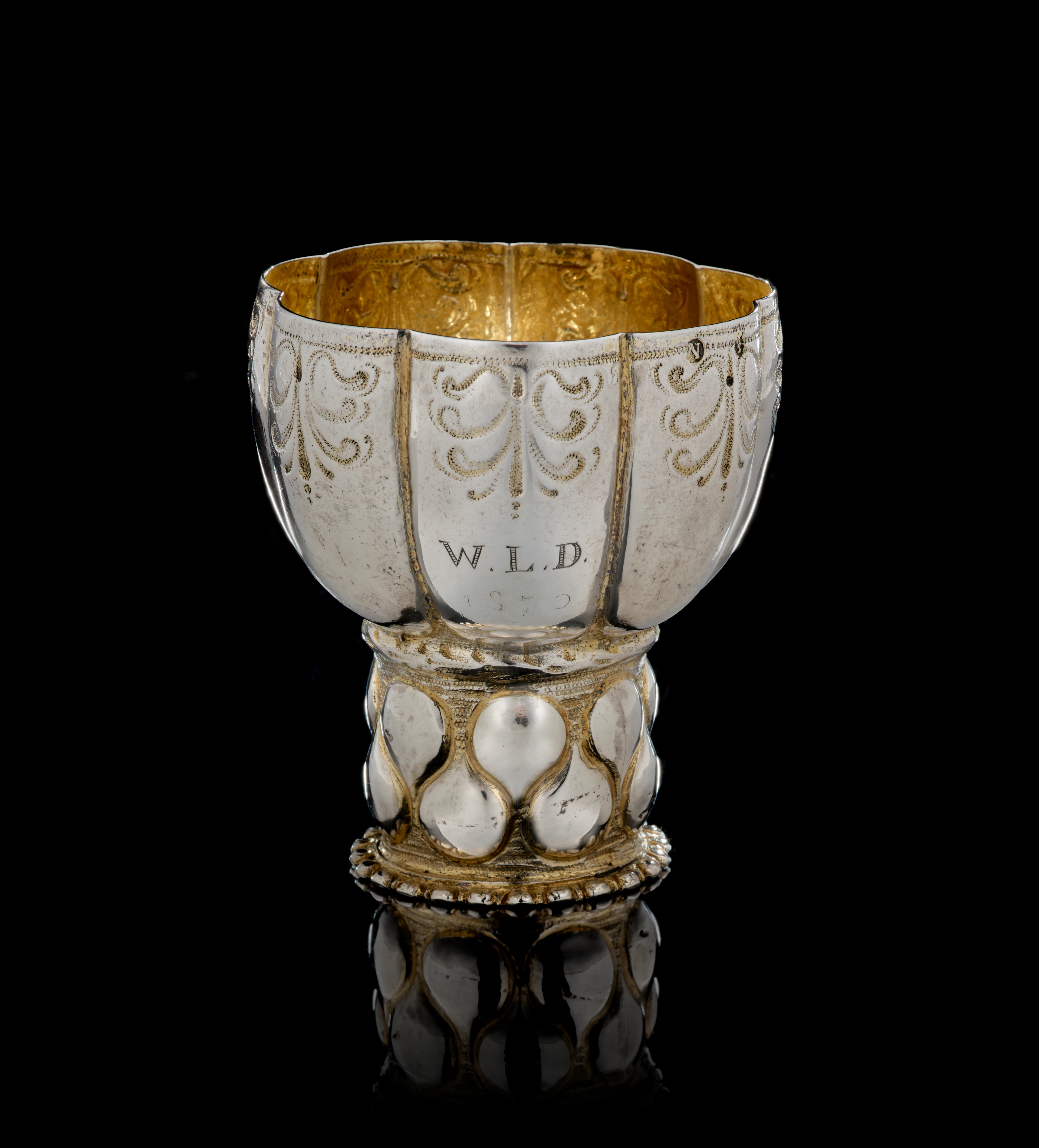 A German parcel-gilt silver römer cup, Thomas II Stoer, Nuremberg, 1645-1651