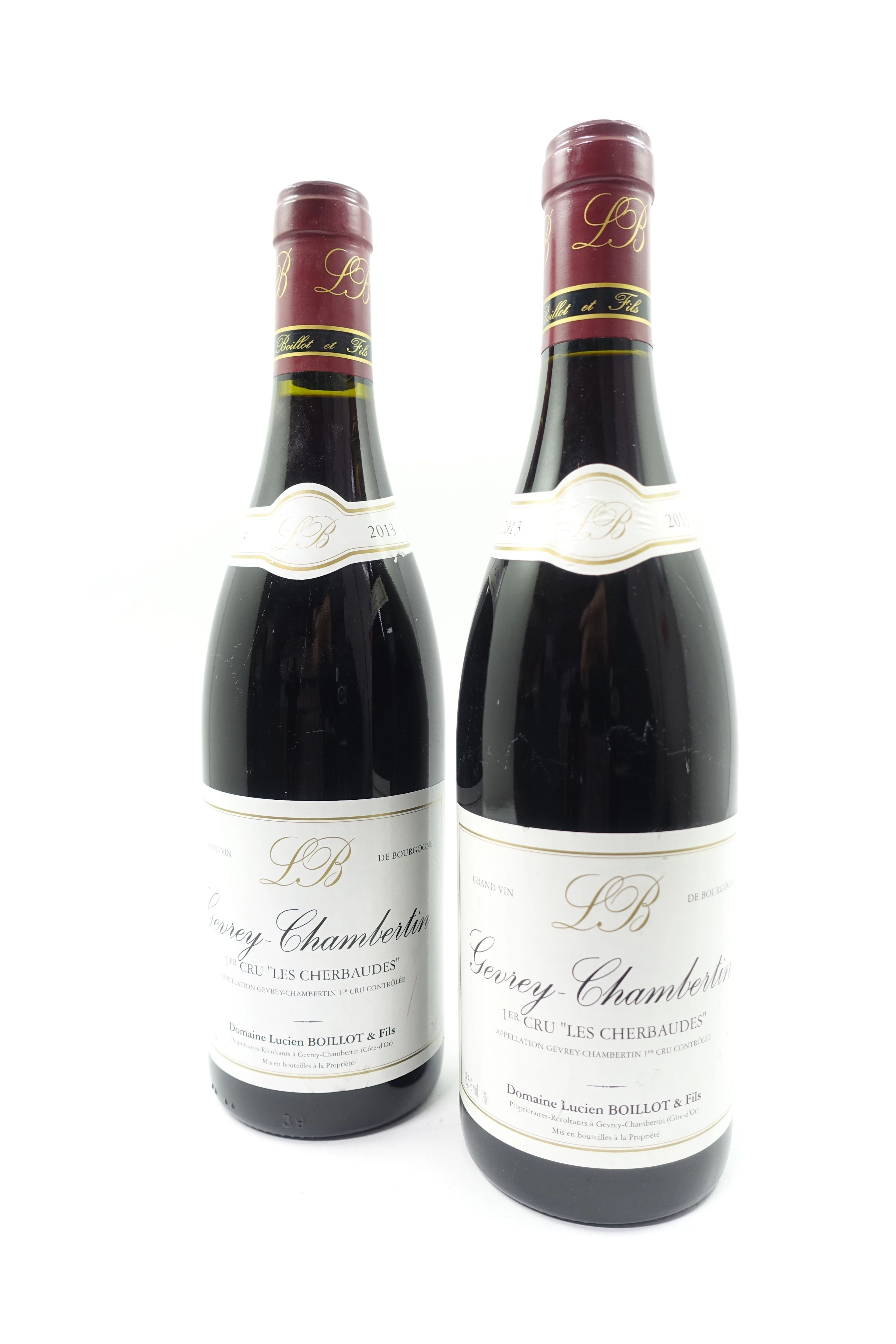 2 bts GEVREY CHAMBERTIN 2013 1er Cru Les Cherbaudes. Domaine Lucien