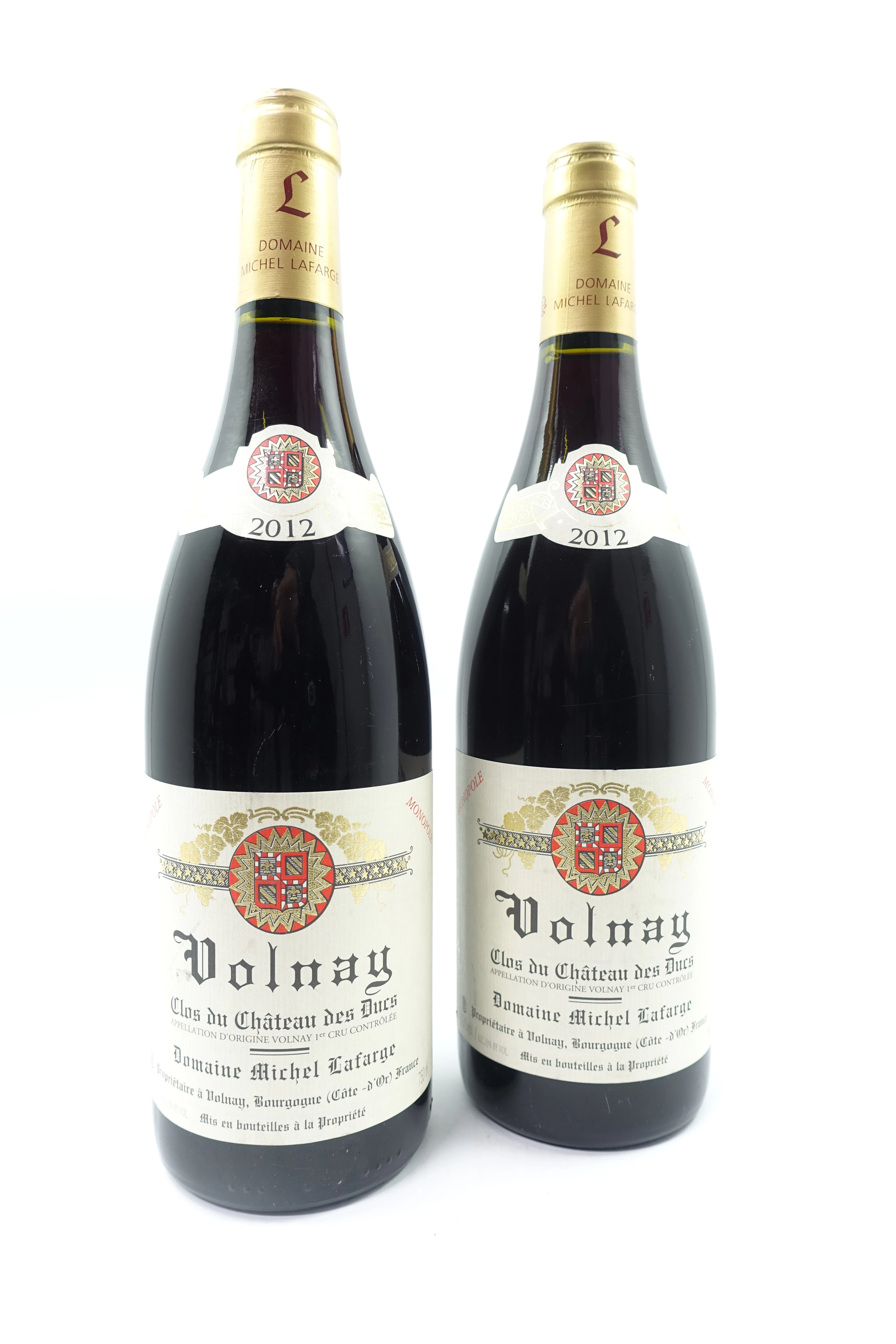 2 bts VOLNAY 2012 1er Cru Clos du Château des Ducs. Domaine Michel Lafarge