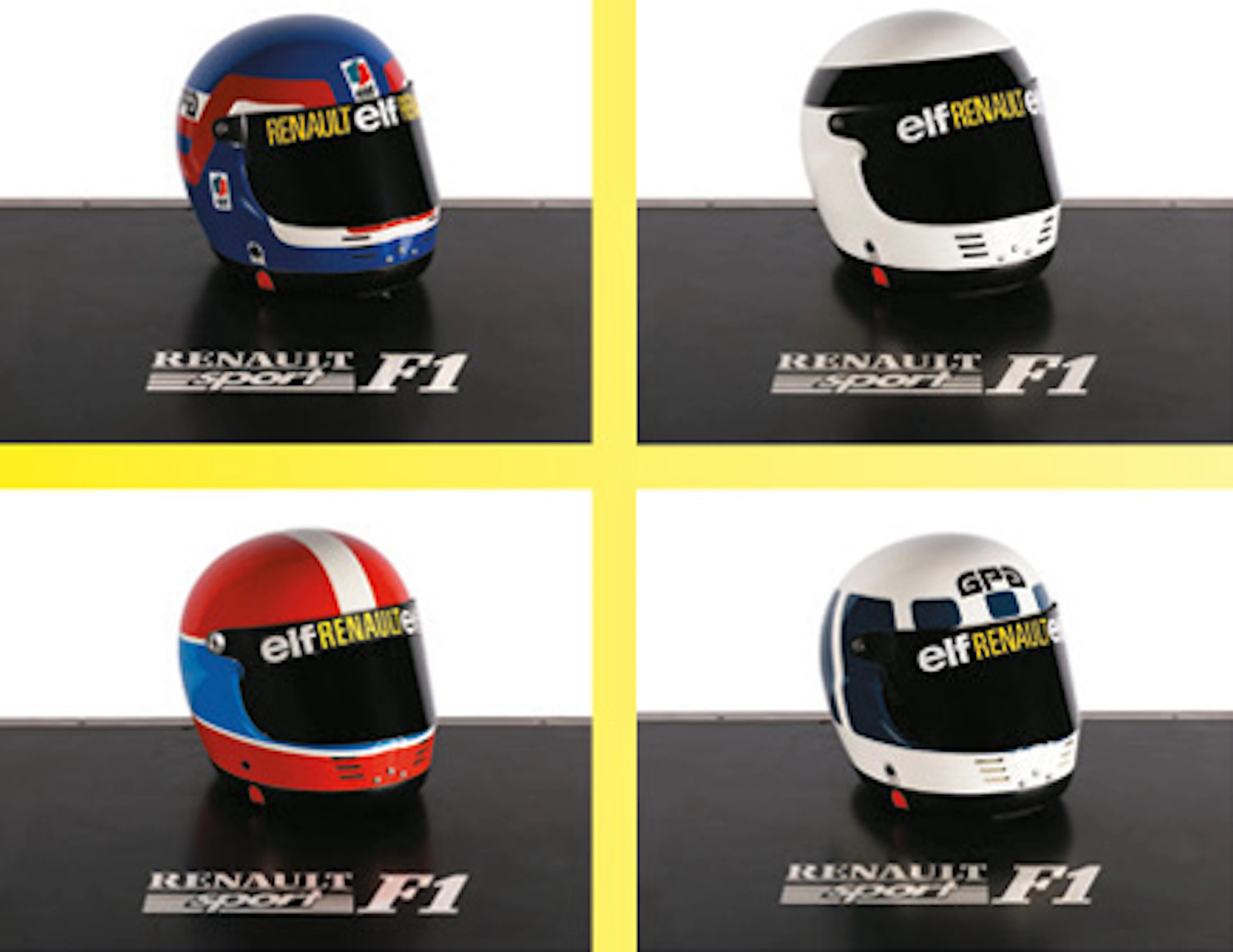 - Hommage à la victoire des 24 Heures du Mans 1978, suite de 4 casques factices