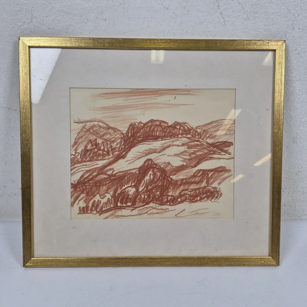 Hjalmar Eldh - Rödkrita - "Landskap" - Konst