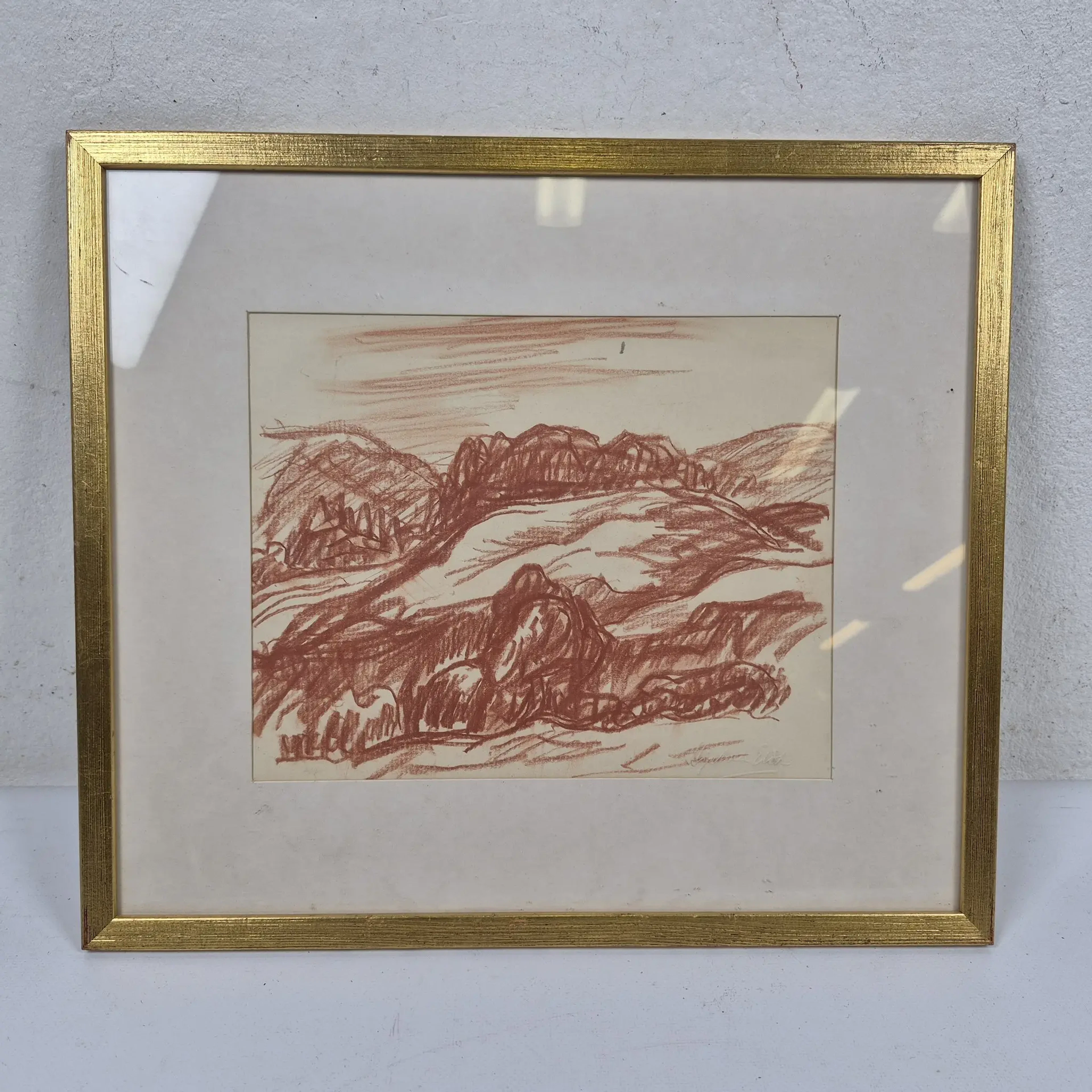 Hjalmar Eldh - Rödkrita - "Landskap" - Konst