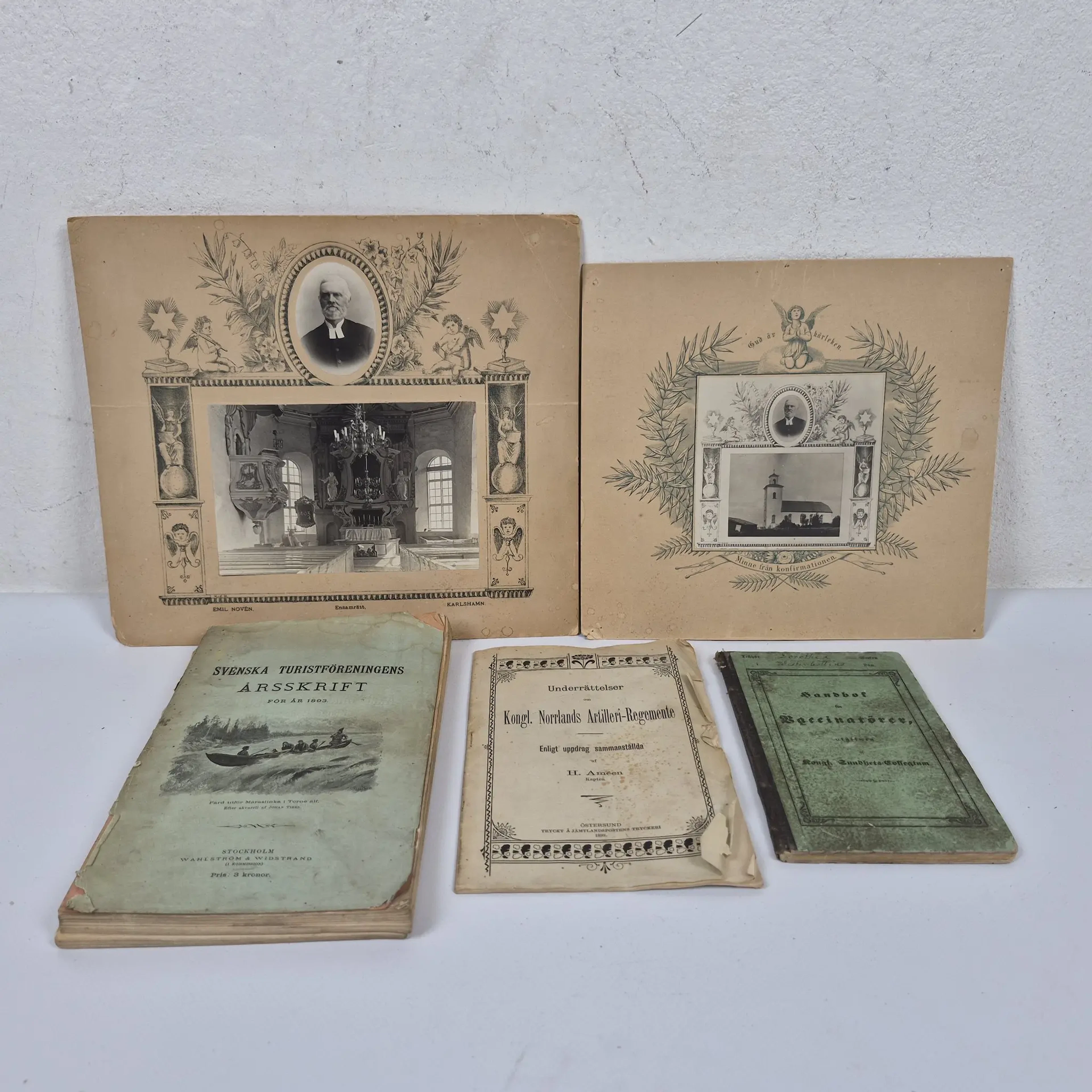 3st. Böcker & 2st. Bilder - "Underrättelser", "Handbok" & "Turistföreningen"