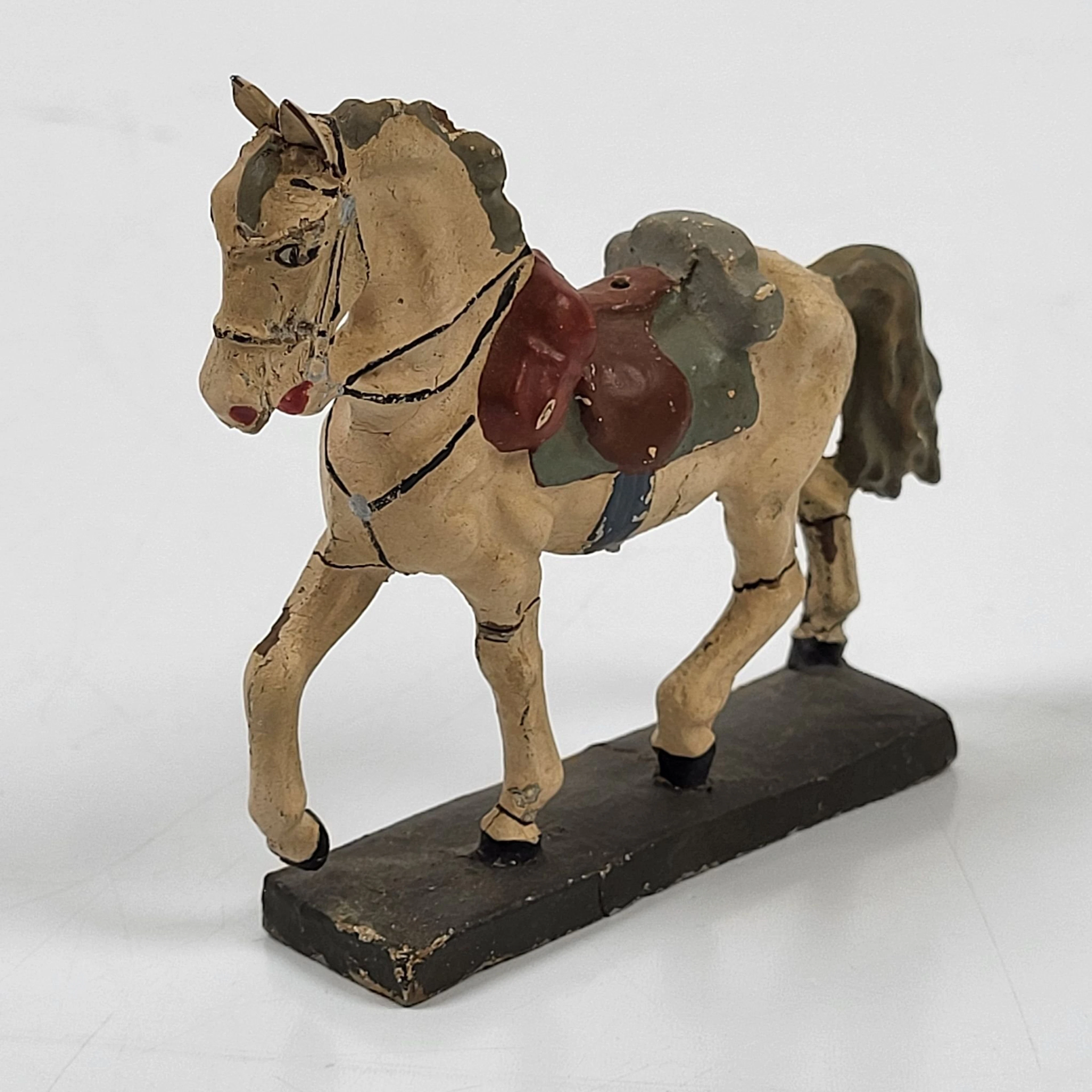 Äldre hästskulptur - Figurin - Leksak - Prydnad - Retro - Lineol - Tyskland