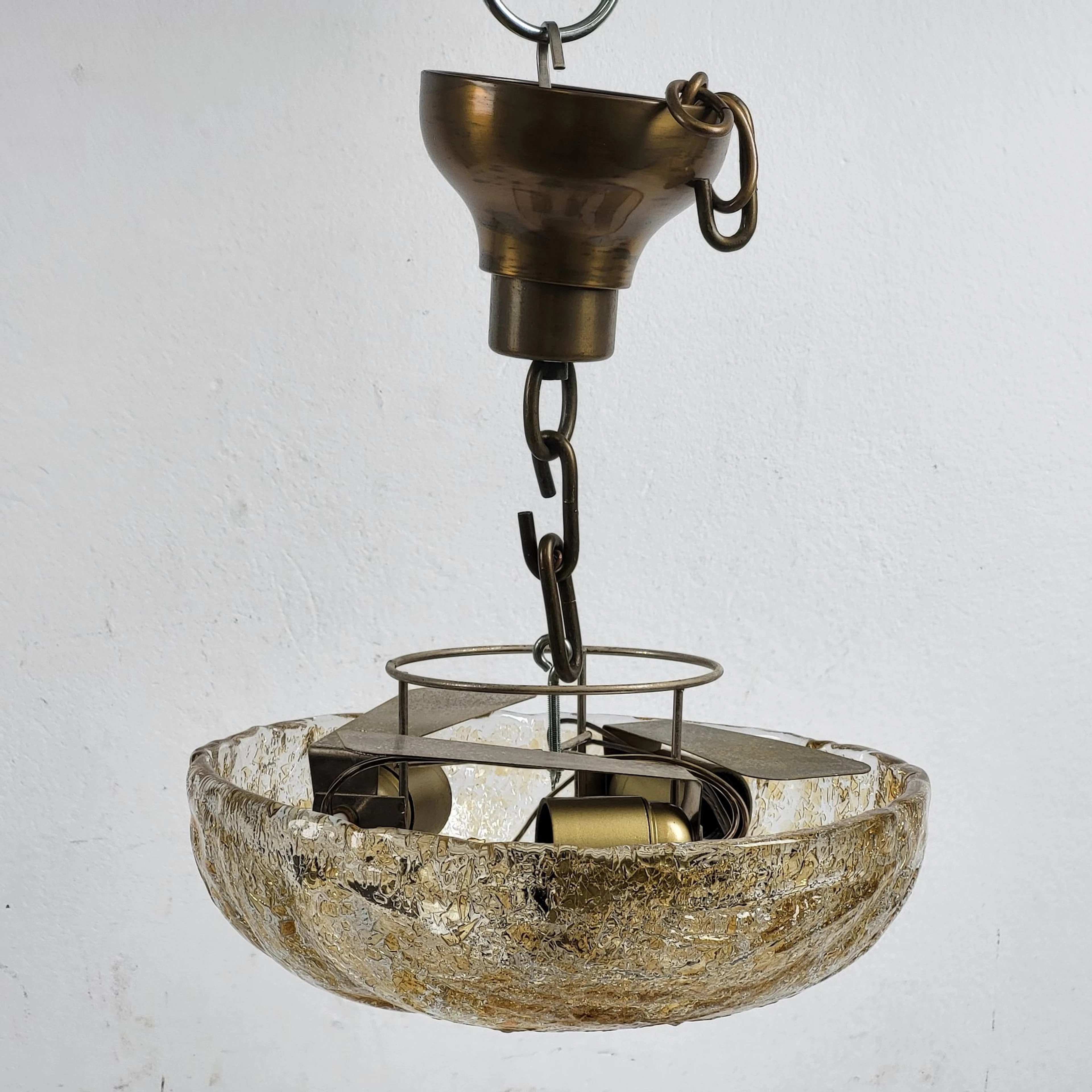 Taklampa i färgat glas & metall - Murano ? - Lampa - 1900-tal - Vintage