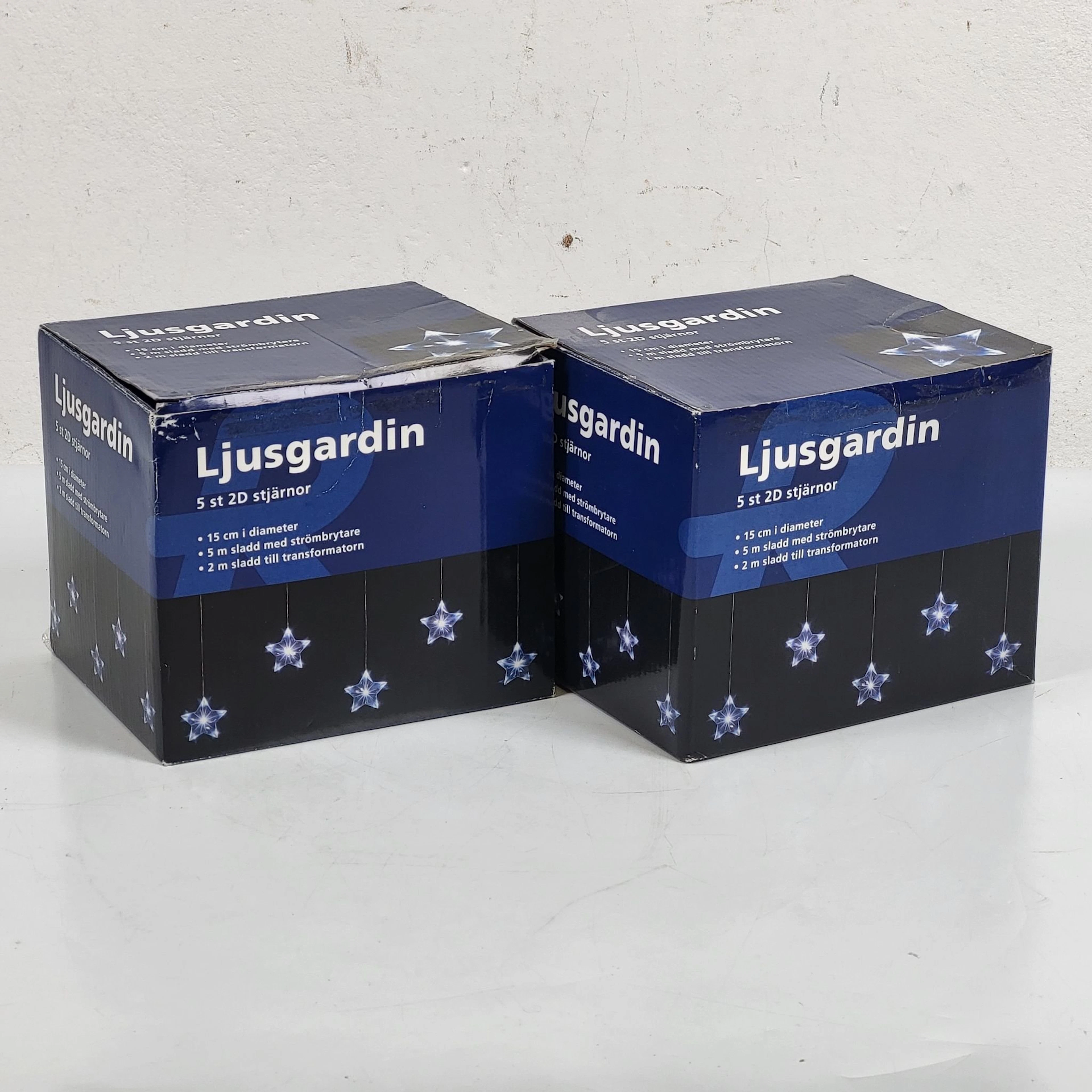 2st ljusgardiner med 5st stjärnor - Ljusslingor