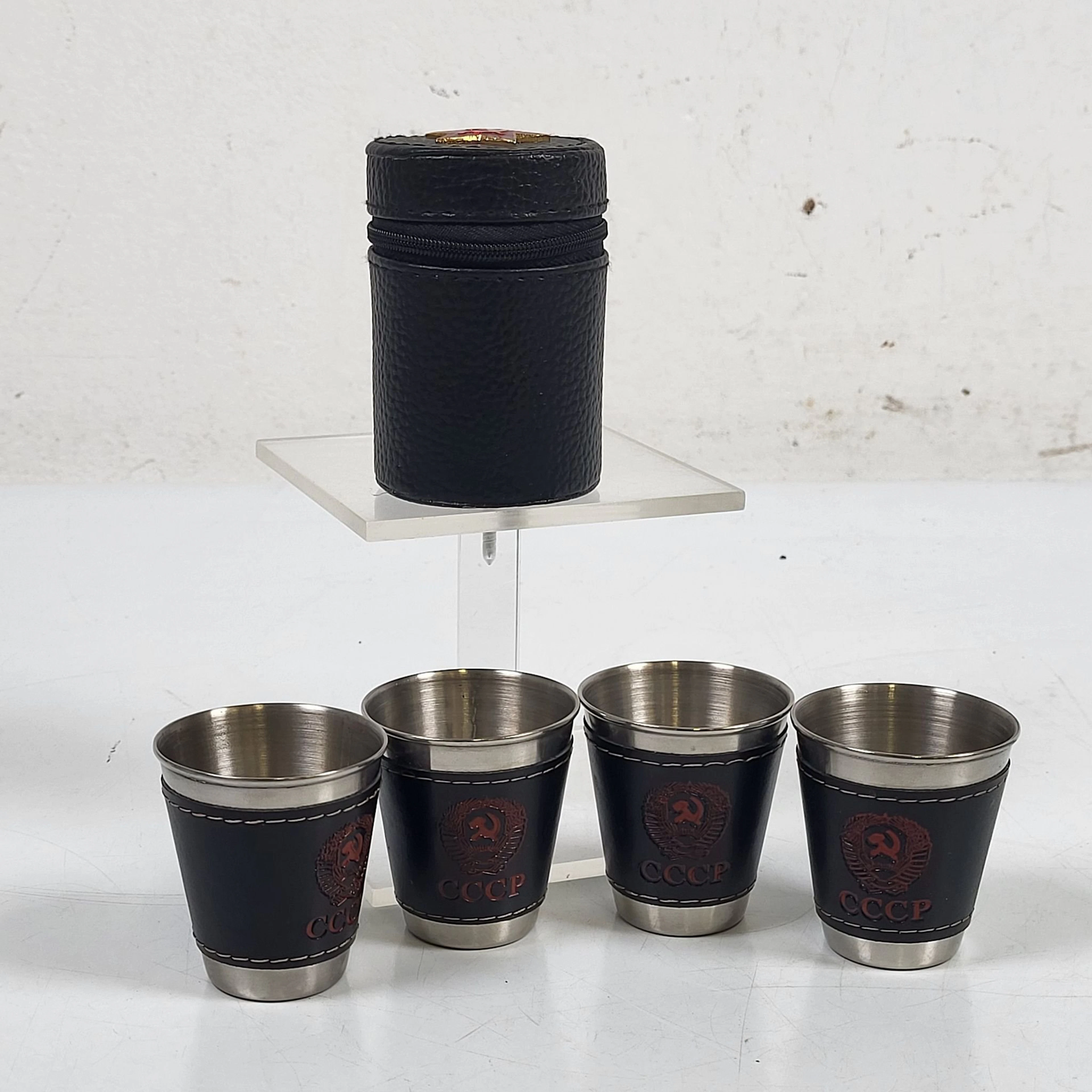 4st shotsglas i rostfritt stål & fodral - CCCP - Bägare