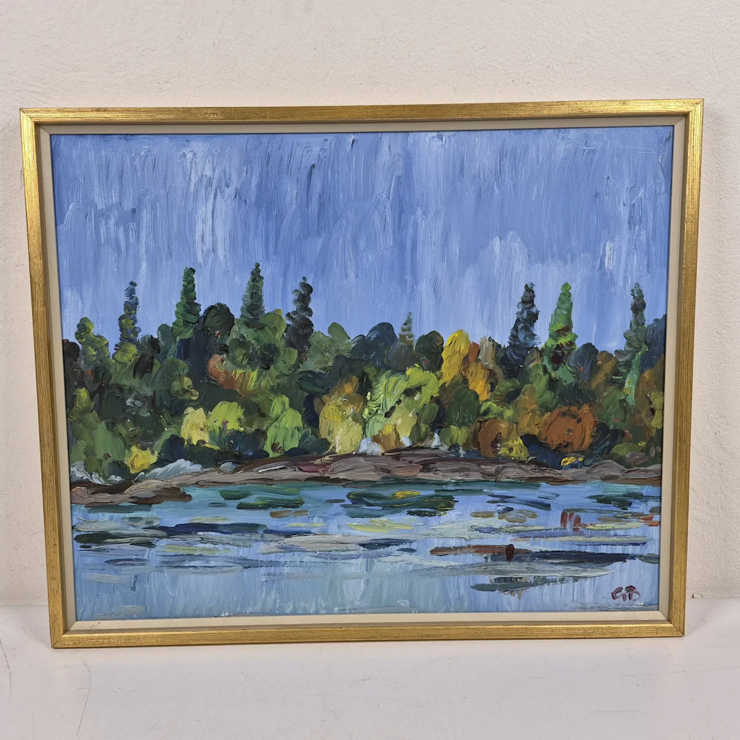 Göran Brunius - Olja på pannå - "Landskapsmotiv" - Signerad