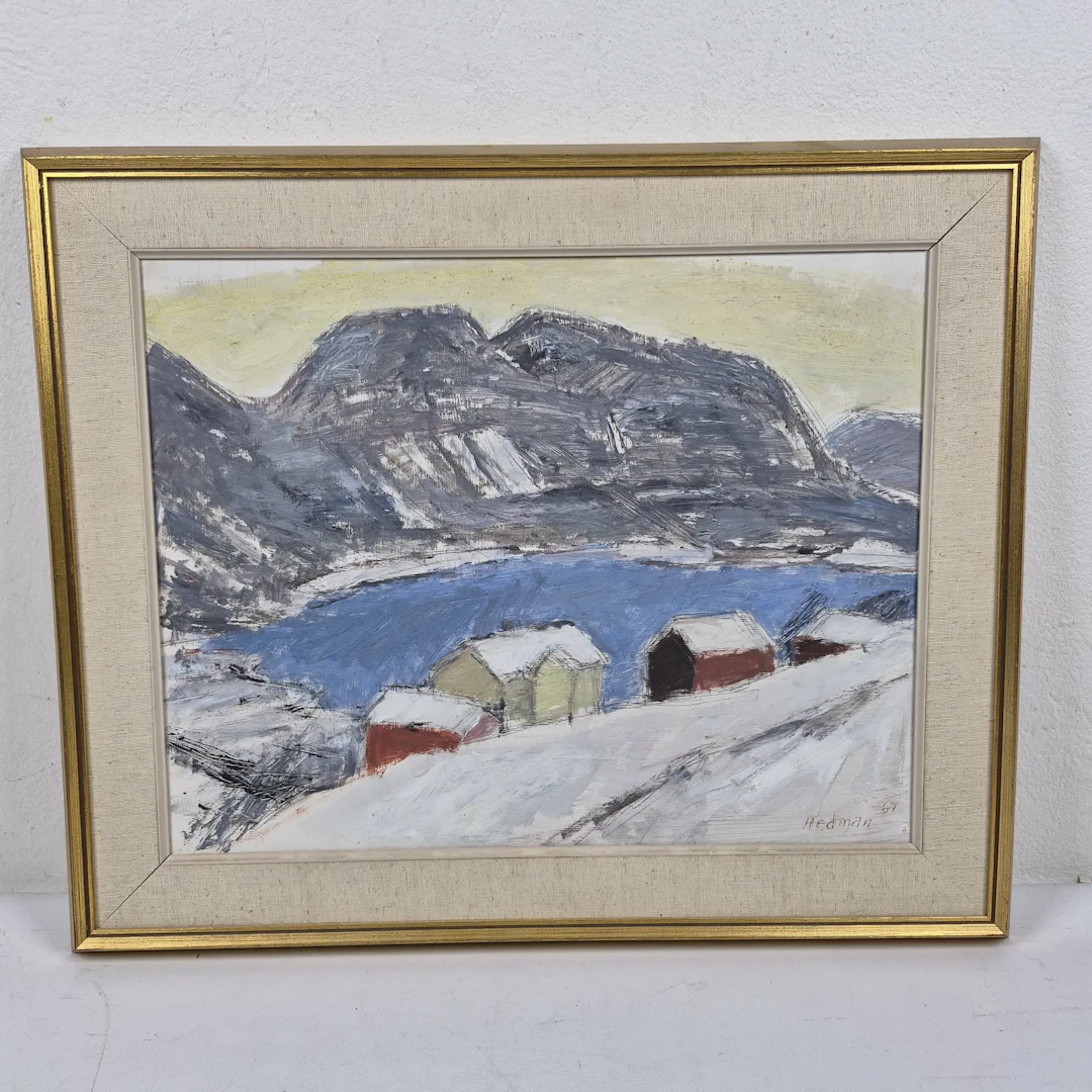 Johan Hedman - "Vättaberget, Hammarstand" - Olja på pannå - Signerad