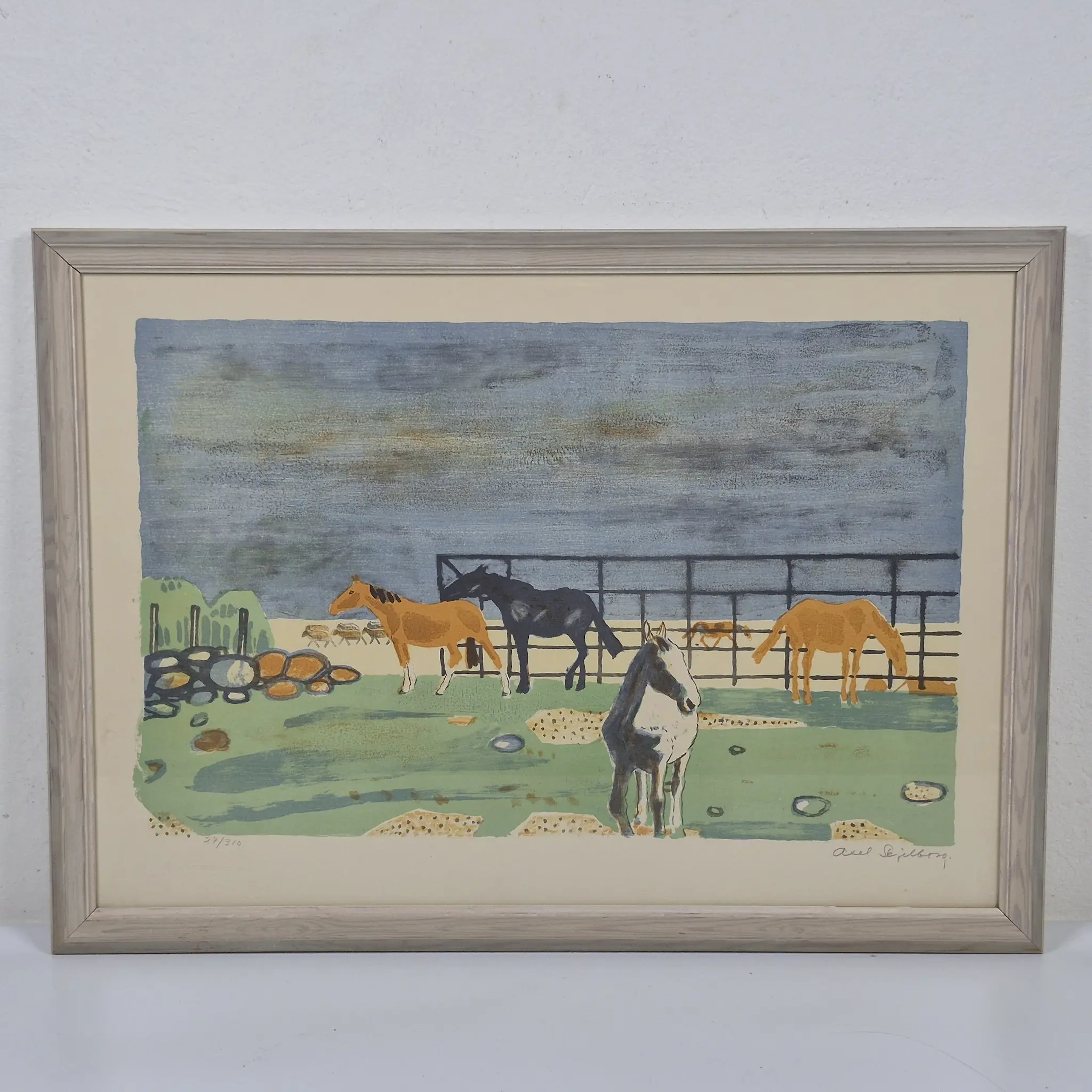 Axel Skjelborg - Inglasad färglitografi - Signerad - Numrerad 27/310