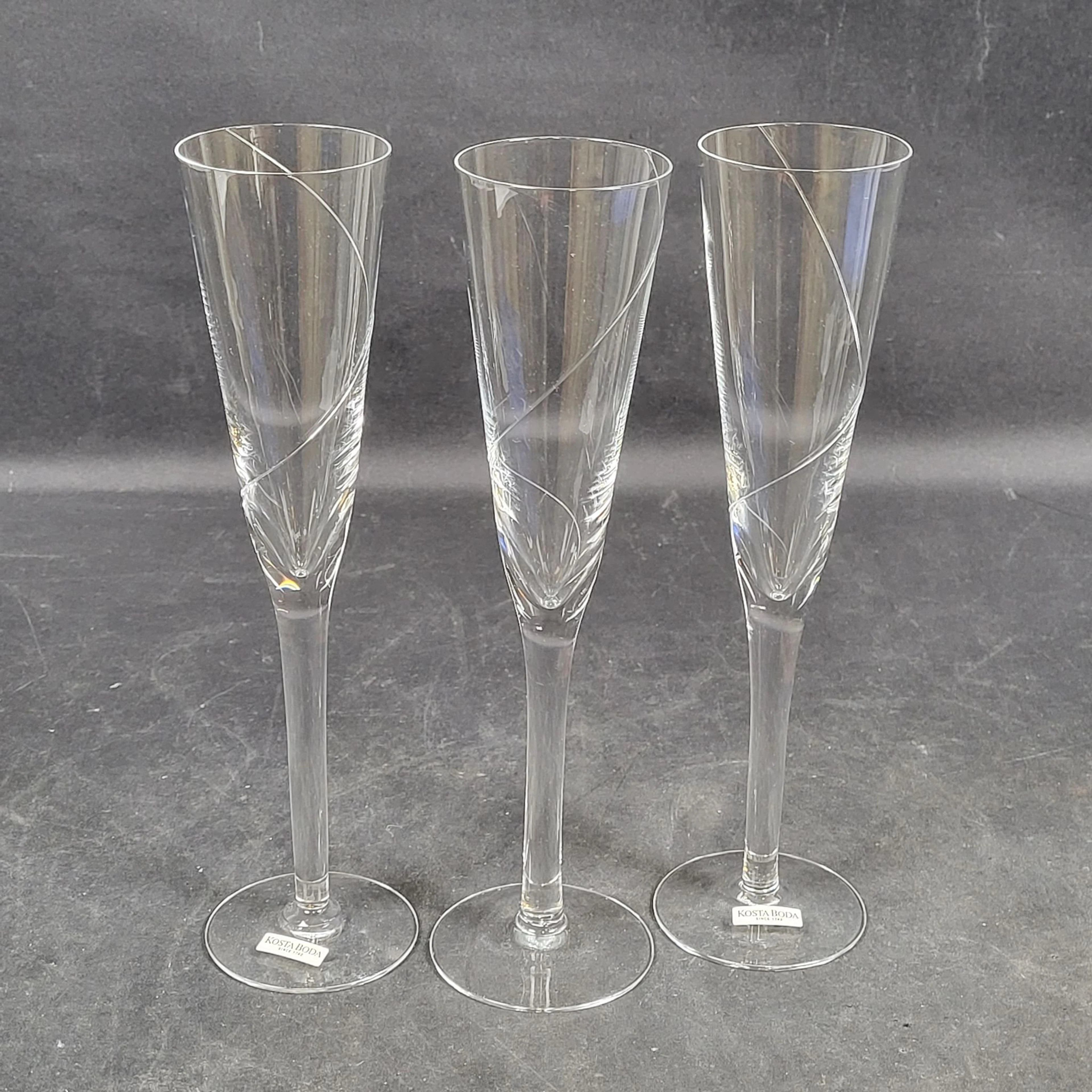 3st champagneglas - "Line" - Anna Ehrner - Kosta Boda