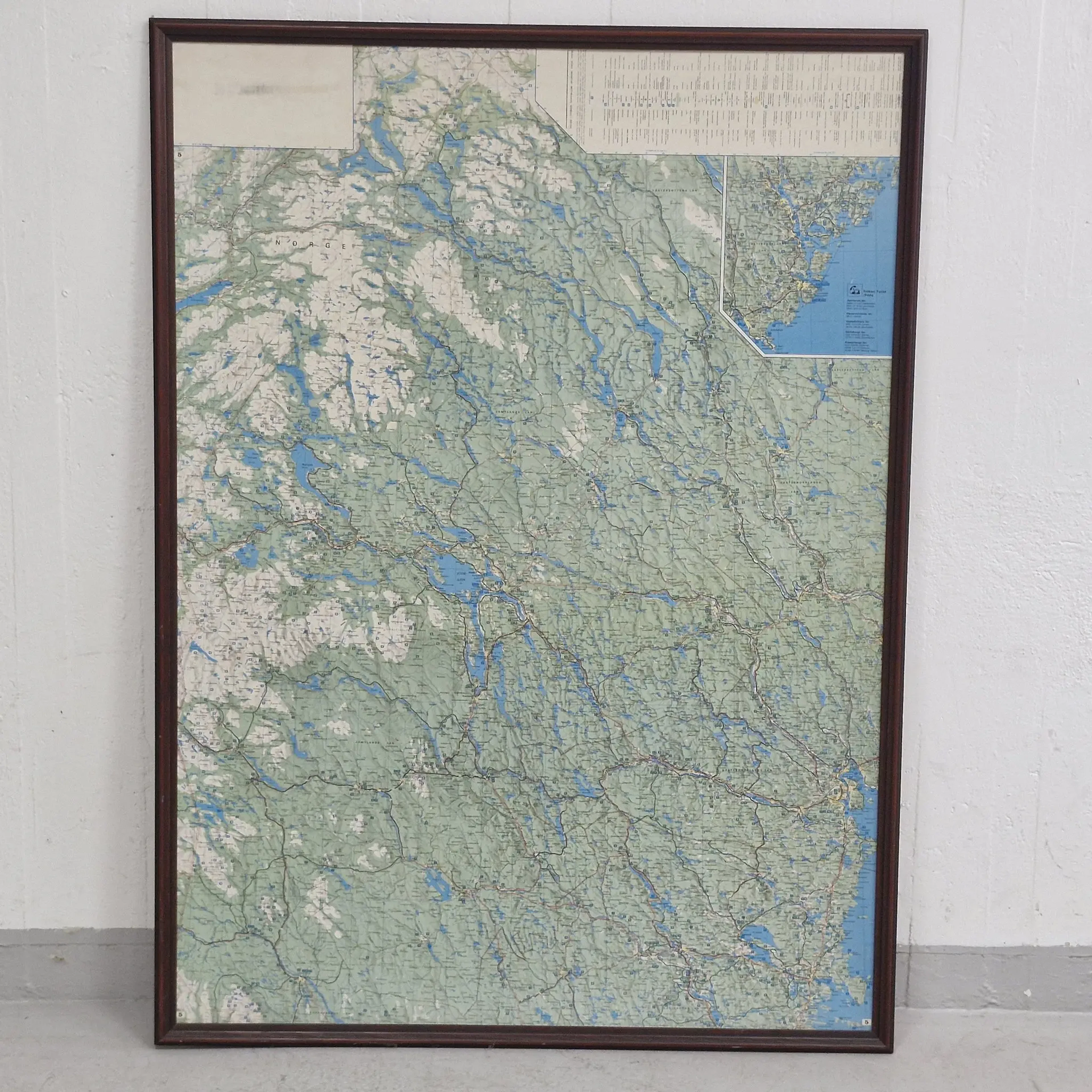 Karta över Jämtland & Härjedalen - Inramad tavla