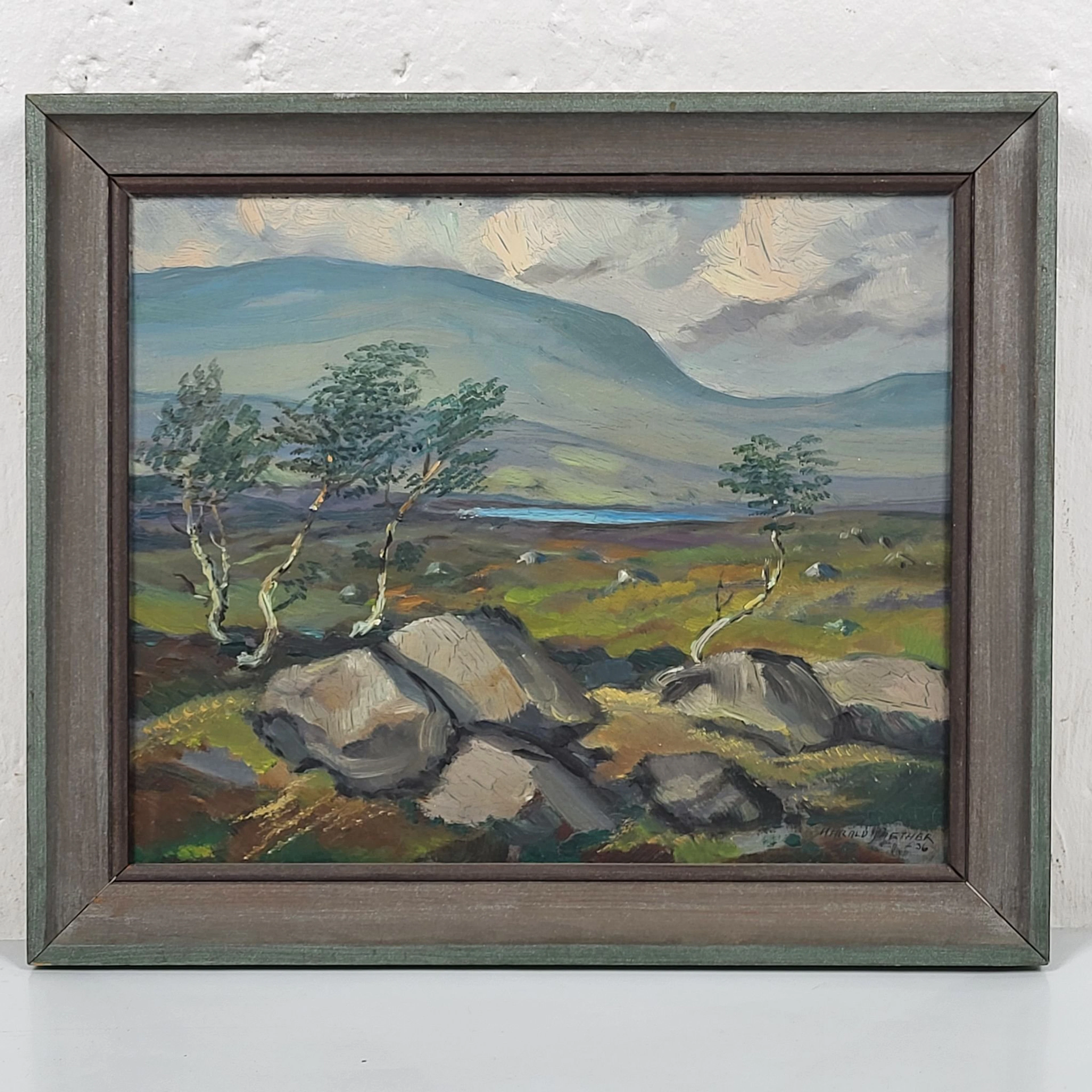 Harald Sæther - Olja på pannå - Fjällmotiv -1936