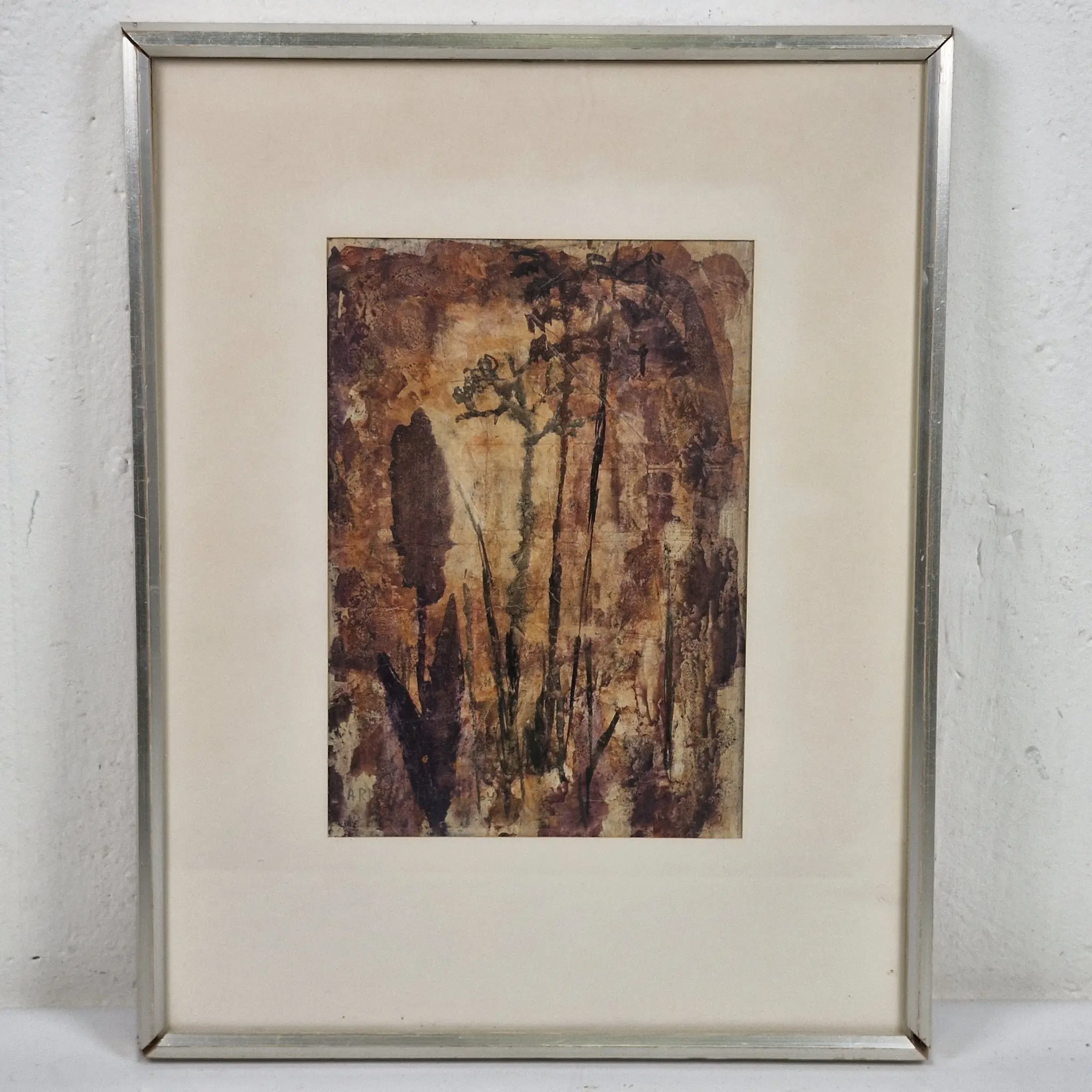 Arne Bohman 1964 - Abstrakt motiv - Inglasad gouache - Tavla