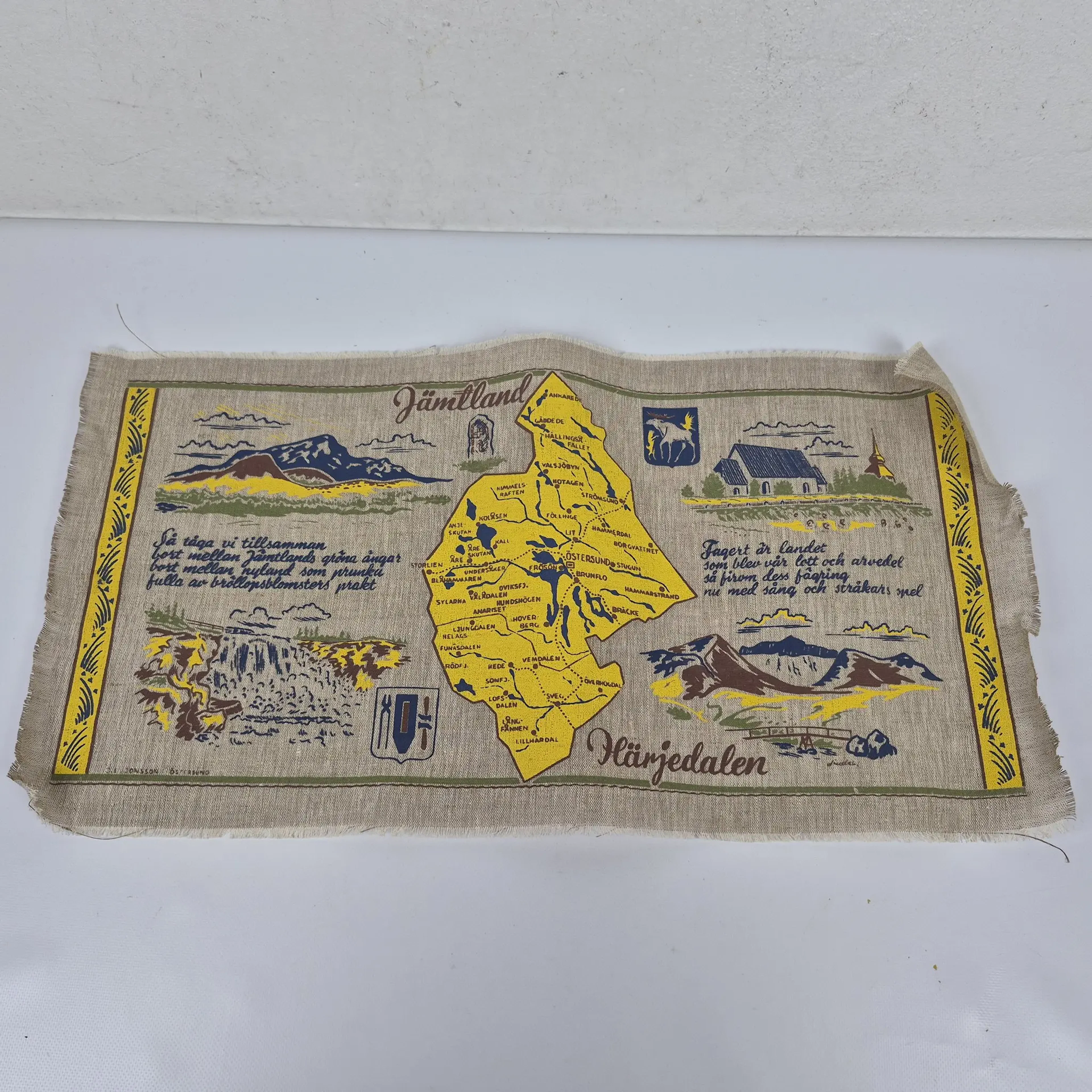 Väggbonad - "Jämtland" & "Härjedalen" - Textiltavla - Jämtlandssången