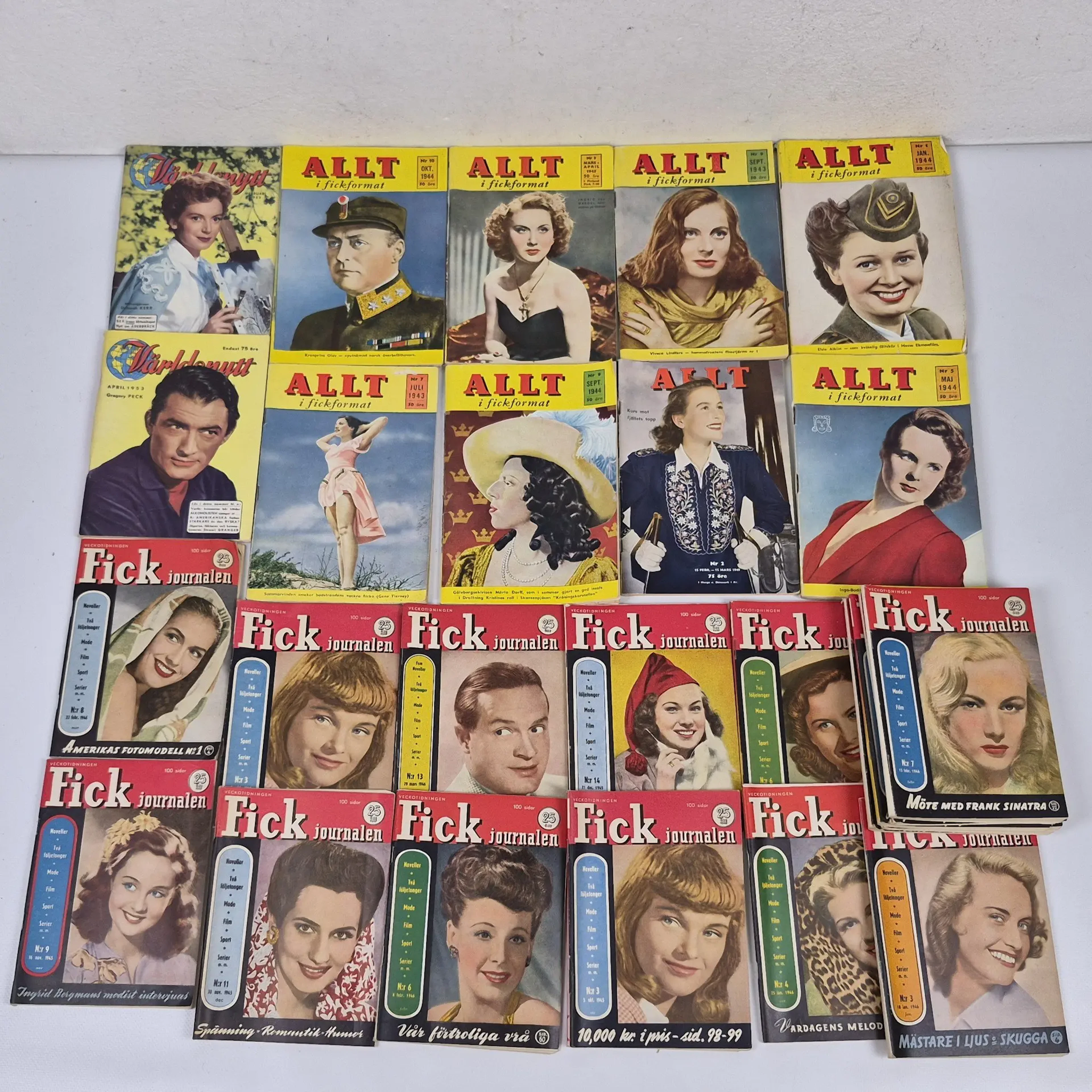 Parti äldre tidningar - "Fick journalen", "Allt!" & "Världsnytt"