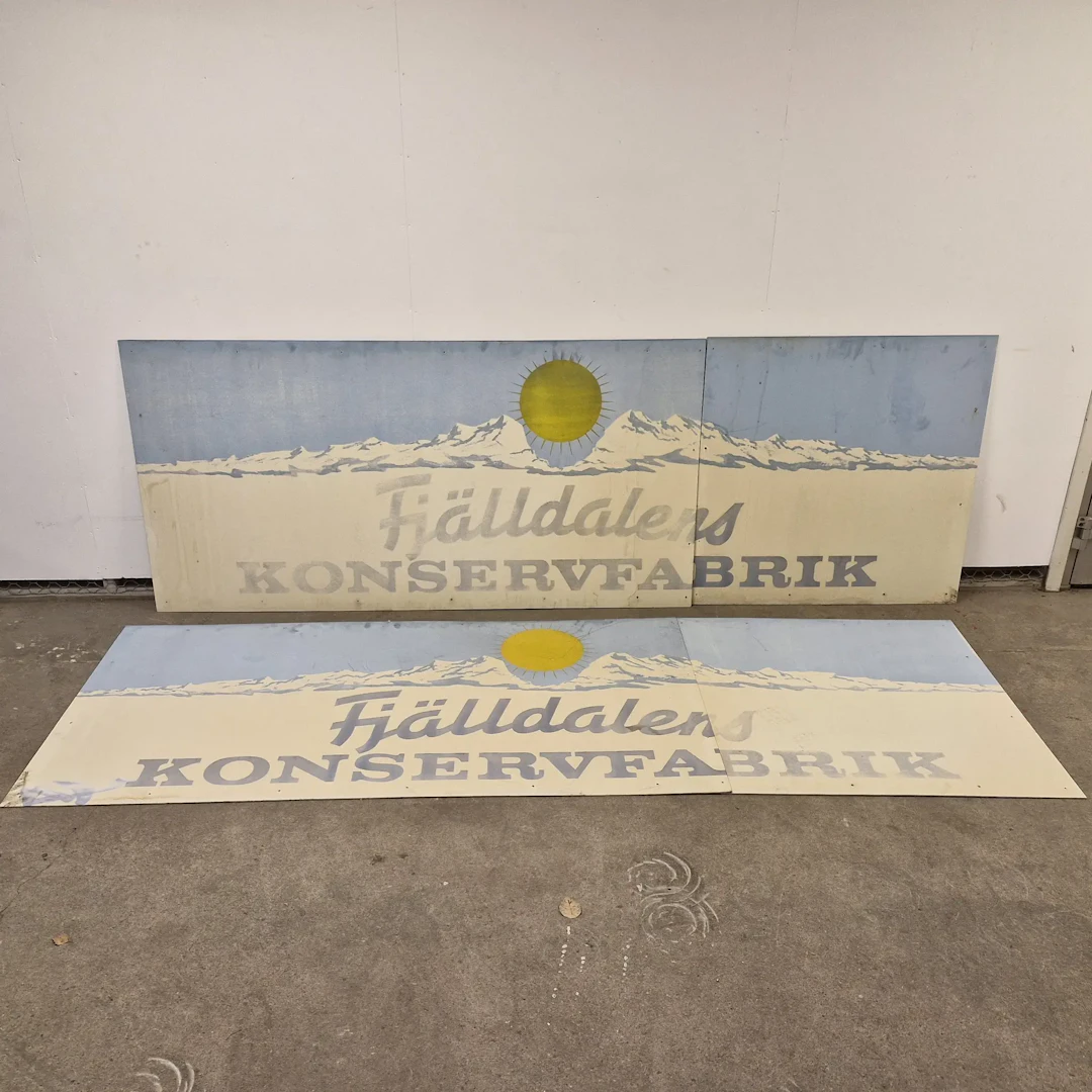 2 st. Skyltar - Fjälldalens Konservfabrik - Jämtland