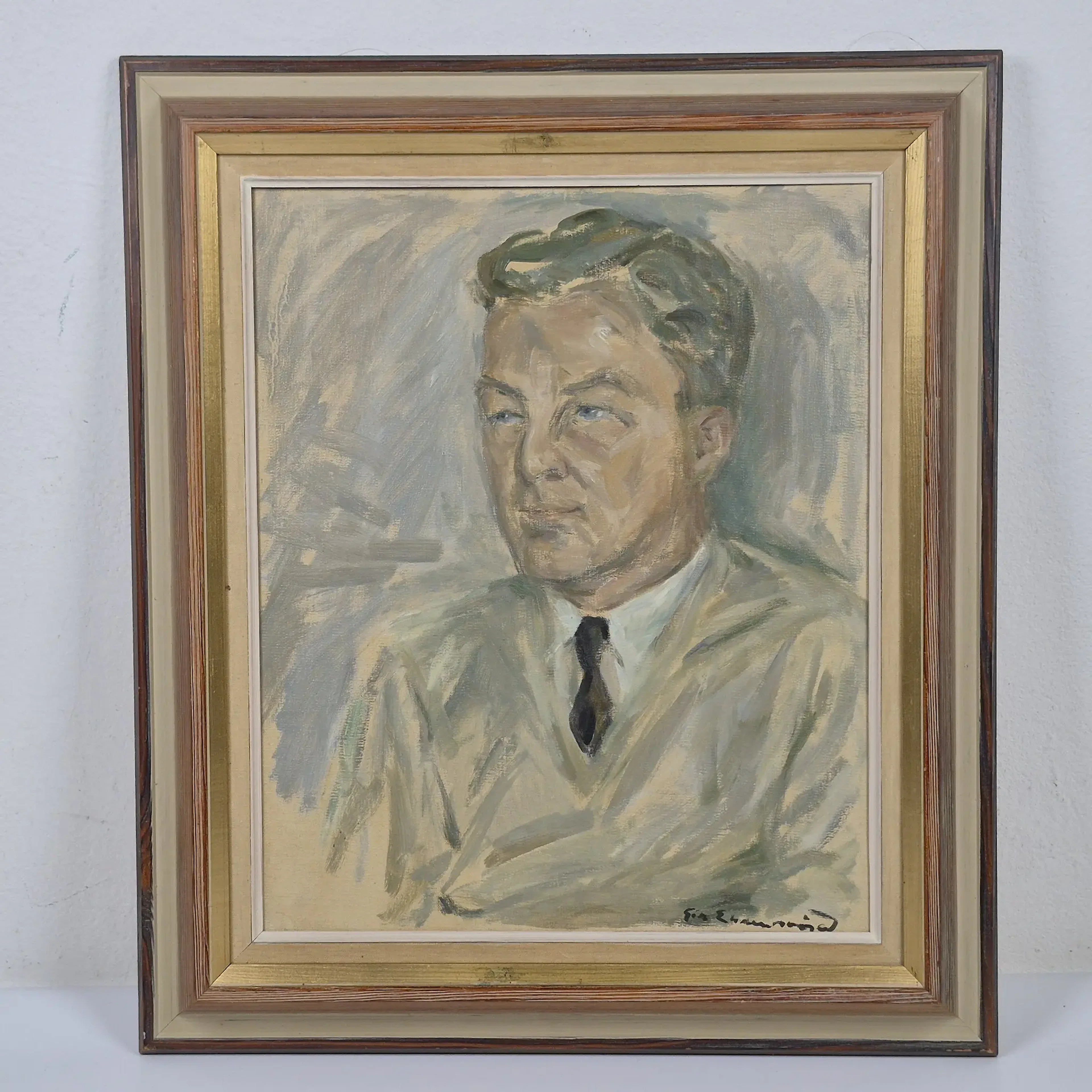 Olja på duk - "Porträtt" - Signerad - Oidentifierad konstnär - 1960 tal