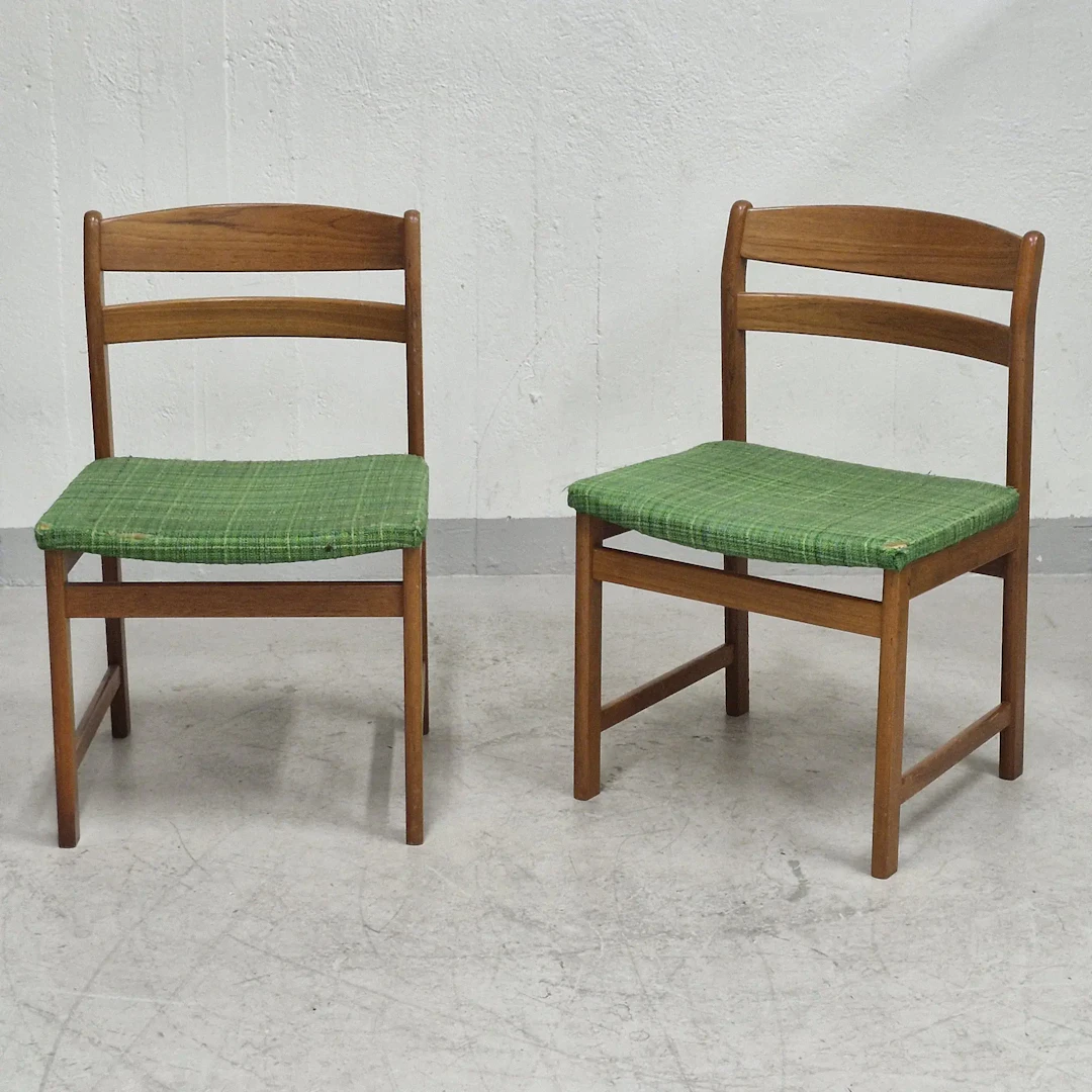 2 st. Stolar i teak med klädd sits - Trästolar - 1960-tal - Vintage