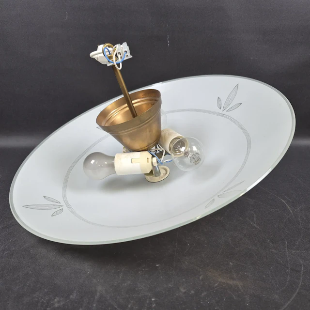 Taklampa i glas & mässing - Lampplafond - 1900-talet - Lampa - Belid