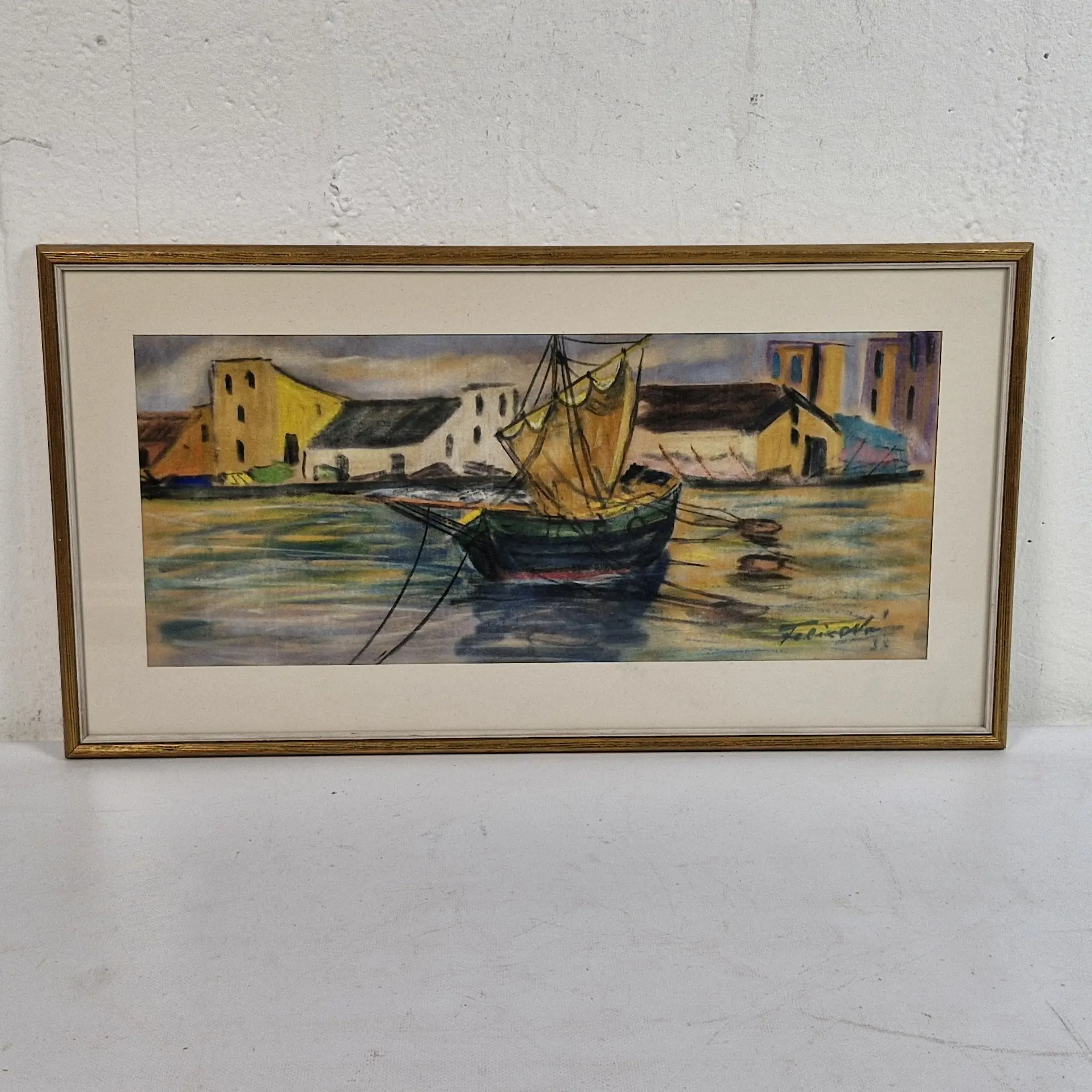 Felix N - Marin motiv - Inglasad pastell - Oidentifierad signatur